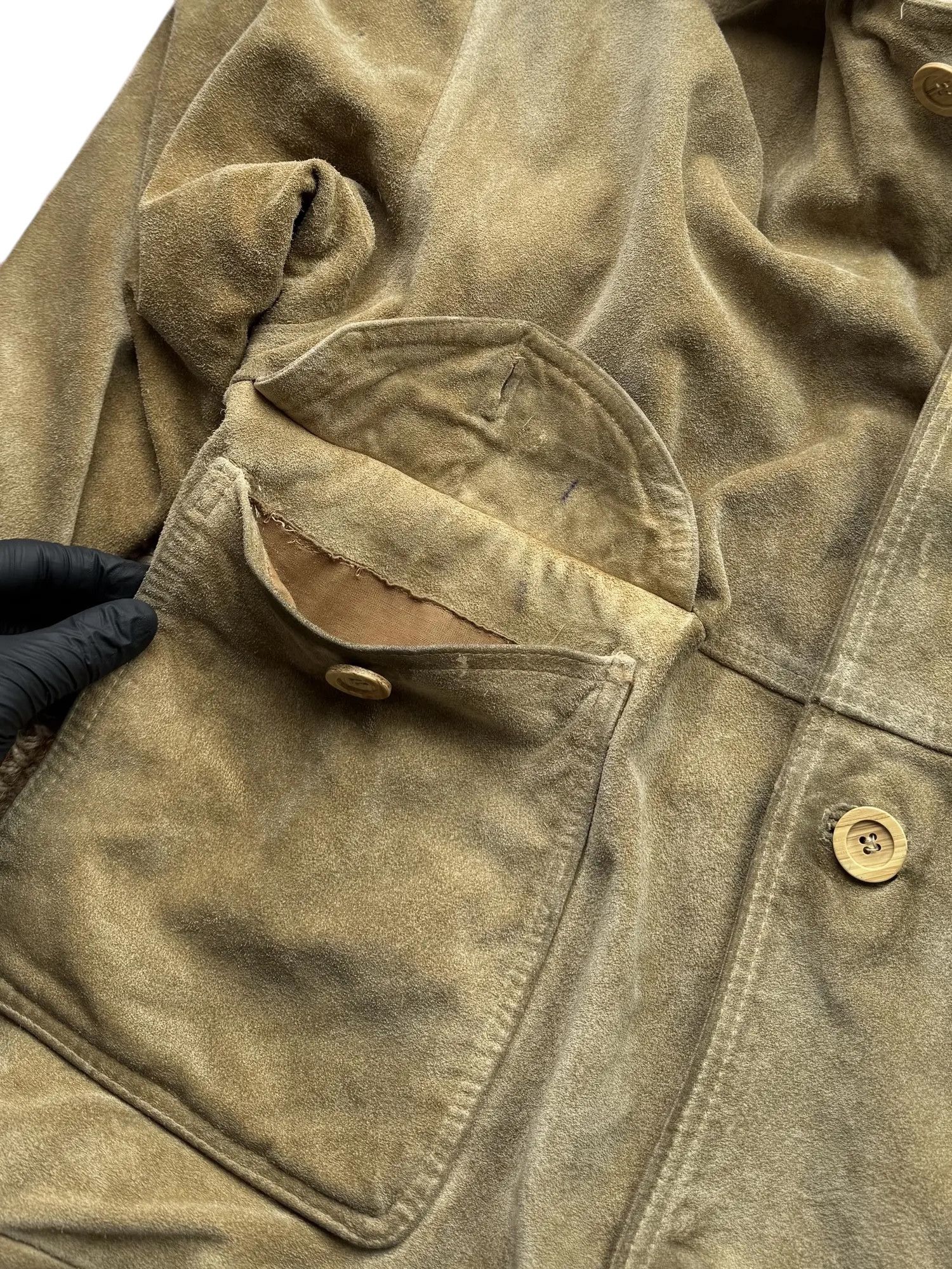 Vintage Washed Time Suede Bomber Jacket From The 80s(V387) Size US XL / EU 56 / 4 - 12 Thumbnail