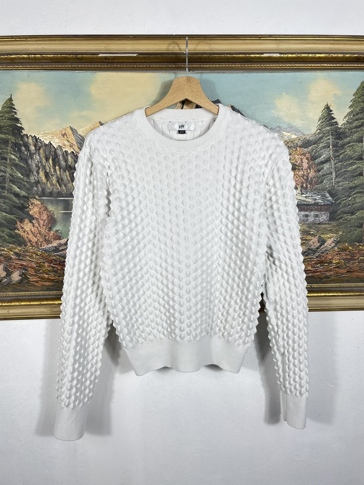 Designer × Eytys Eytys White Ribbed Spikes Sweatshirt Crewneck Sweater Size US XS / EU 42 / 0 - 1 Thumbnail
