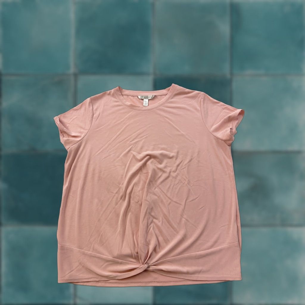 Banana Republic Banana Republic Shirt Womens Medium Pink Sandwash Modal Knot Hem T-Shirt Casual Chic Short Sleeve Size M / US 6-8 / IT 42-44 - 1 Thumbnail