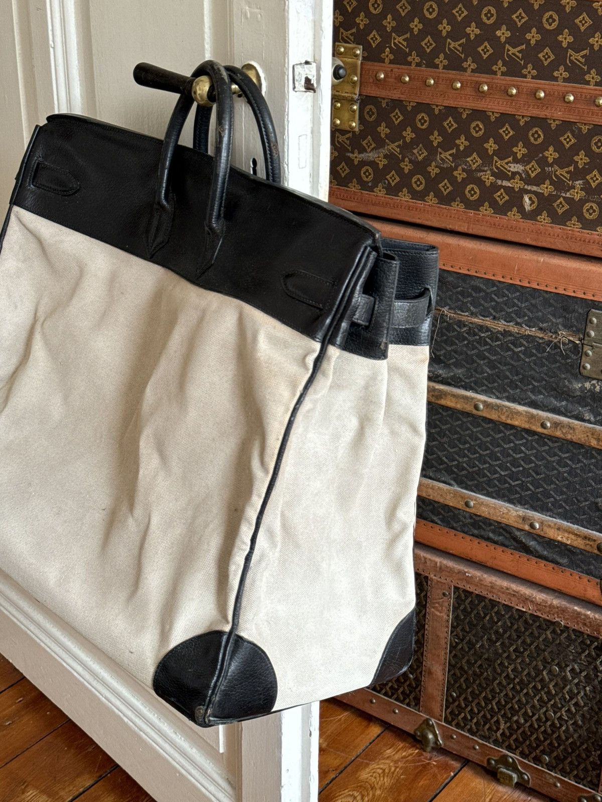 Hermes Hermes Birkin HAC 55 1977 Toille Black Size ONE SIZE - 4 Thumbnail