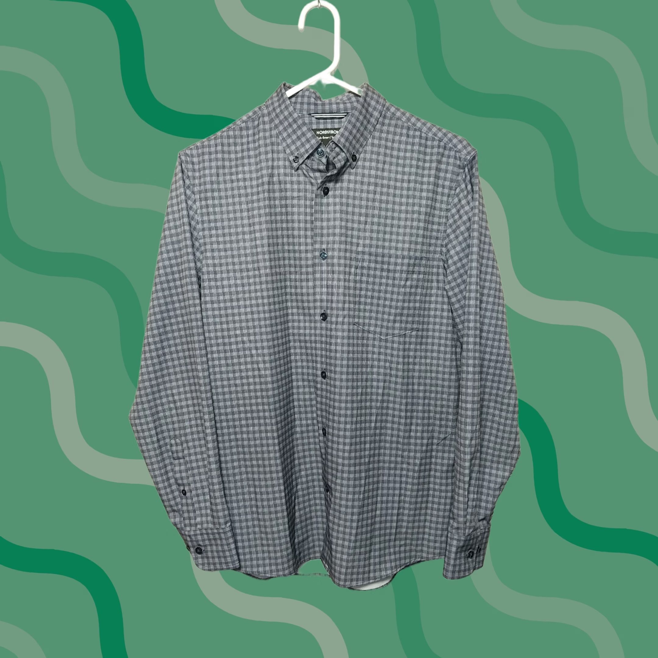 Nordstrom Nordstrom Shirt Men Medium Blue Check Button-Down Collared 30in Regular Fit Shirt Size US M / EU 48-50 / 2 - 1 Thumbnail