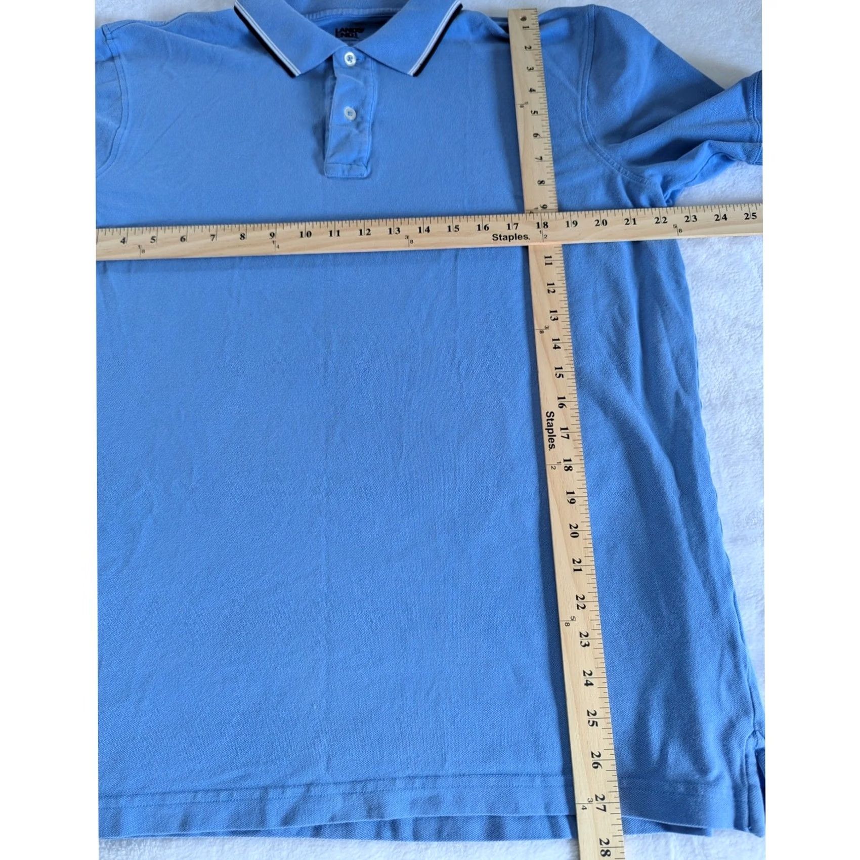 Lands' End Lands' End Polo Shirt Mens Light Blue Short Sleeve Traditional Fit Collared Shirt Golf Size US L / EU 52-54 / 3 - 3 Thumbnail