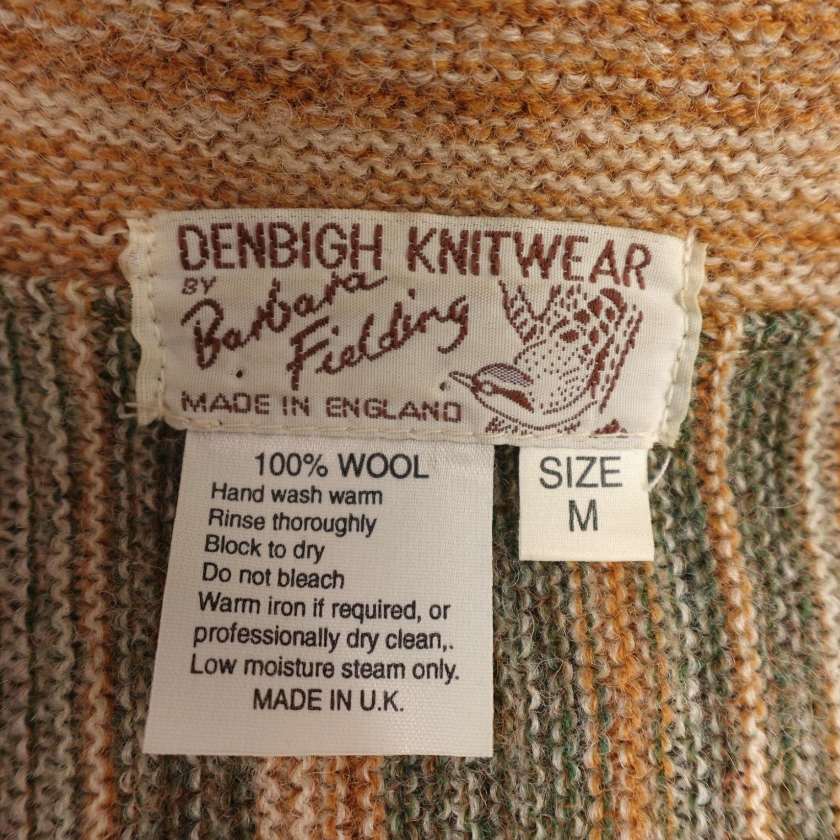 Vintage VINTAGE Denbigh Knitwear Jacket Womens M Beige Wool Striped Button 80s 90s Retro Classic Preppy England Size M / US 6-8 / IT 42-44 - 2 Thumbnail