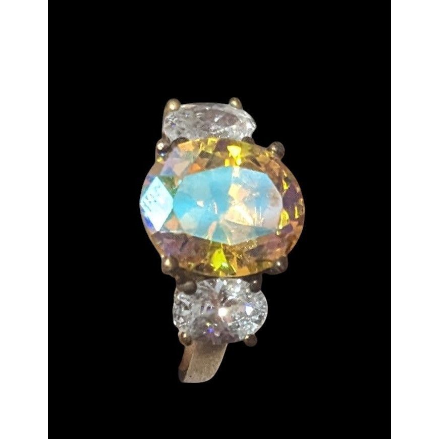 Other Brilliant Three Stone Sterling Silver Gold Tone Plated Engag Size ONE SIZE - 17 Thumbnail