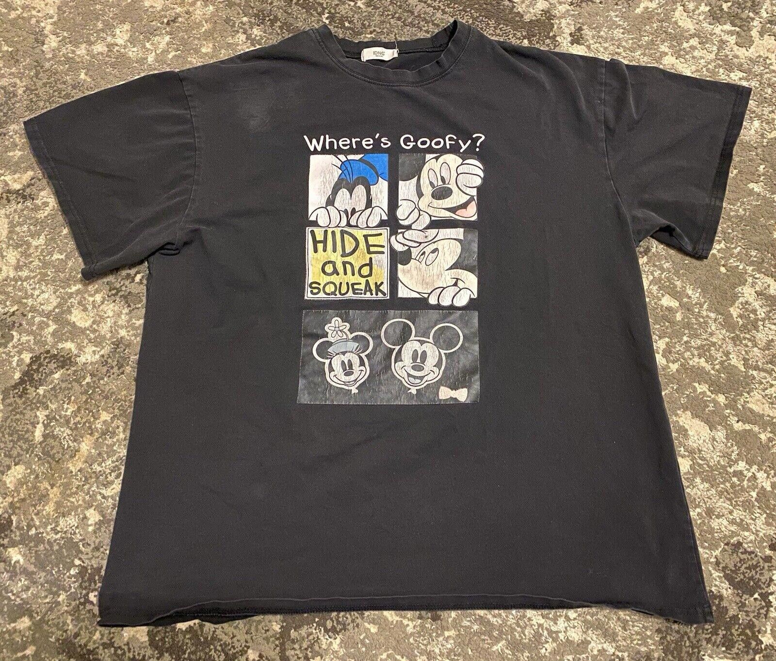 Designer Vtg Disney World Goofy Hide & Seek Black T Shirt | Large Size US L / EU 52-54 / 3 - 1 Thumbnail