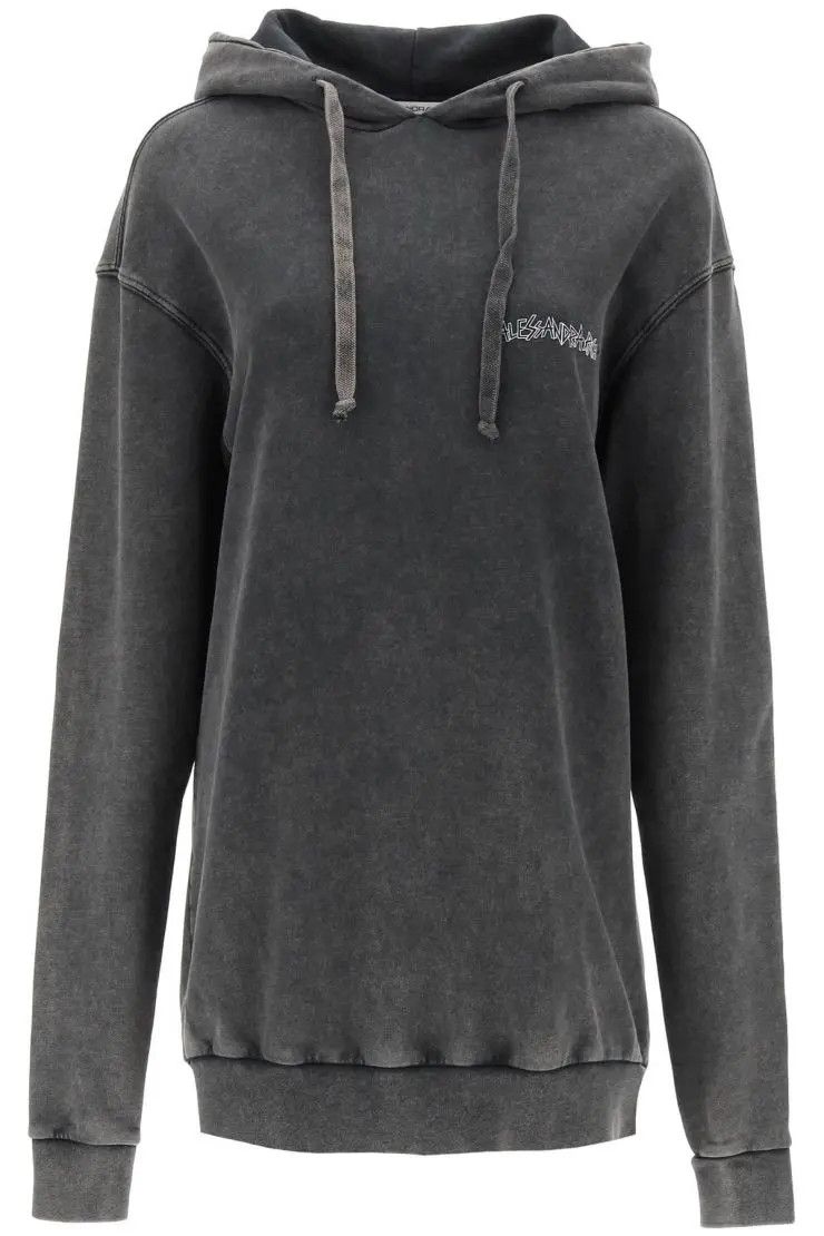 image of Alessandra Rich O1S22I1N0324 Oversized Hoodie In Gey in Grey, Women's (Size Medium)
