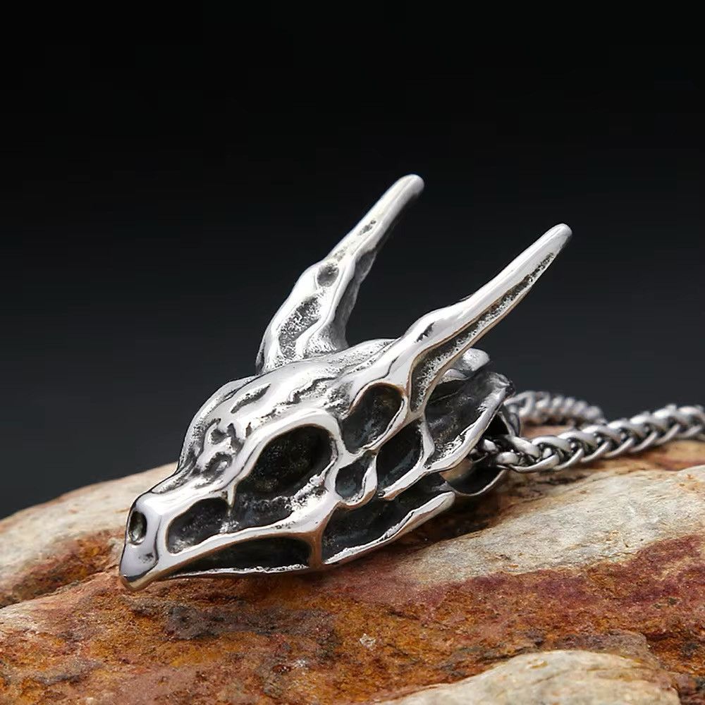 Vintage Vintage Goth Dragon Skull Necklace Size ONE SIZE - 4 Thumbnail