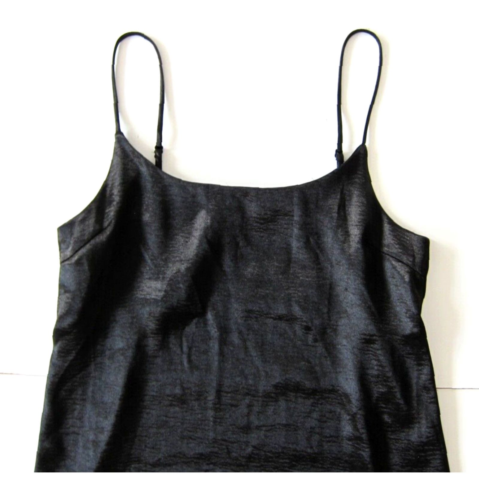 Vintage Silence + Noise Black Satin Spaghetti Strap Lingerie Slip Dress Large Size L / US 10 / IT 46 - 3 Thumbnail