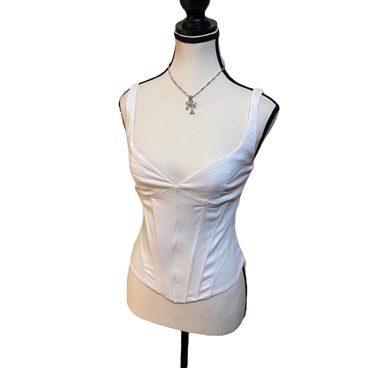 image of Vintage White Paneled Corset Top, Women's (Size Small)