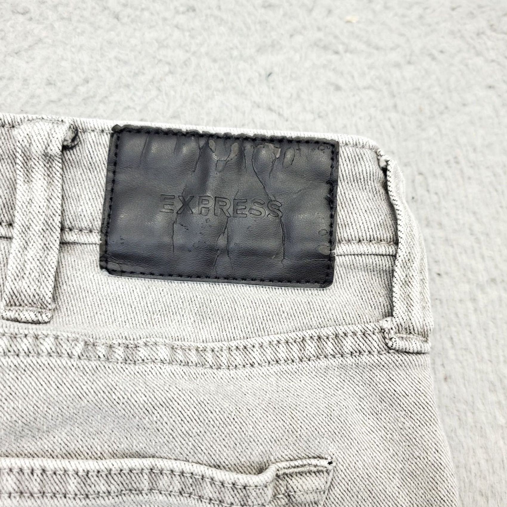 Express Express Men Gray Denim Classic Jeans 36 Slim Skinny Stretch Flat Front Jeans Size US 36 / EU 52 - 7 Thumbnail