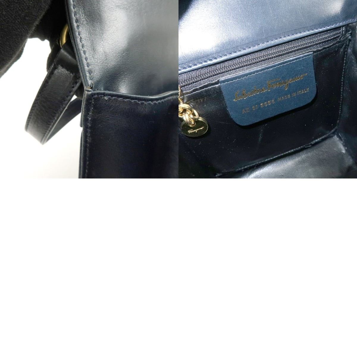 Salvatore Ferragamo Ferragamo Gancini Leather Crossbody Bag Navy Size ONE SIZE - 8 Thumbnail