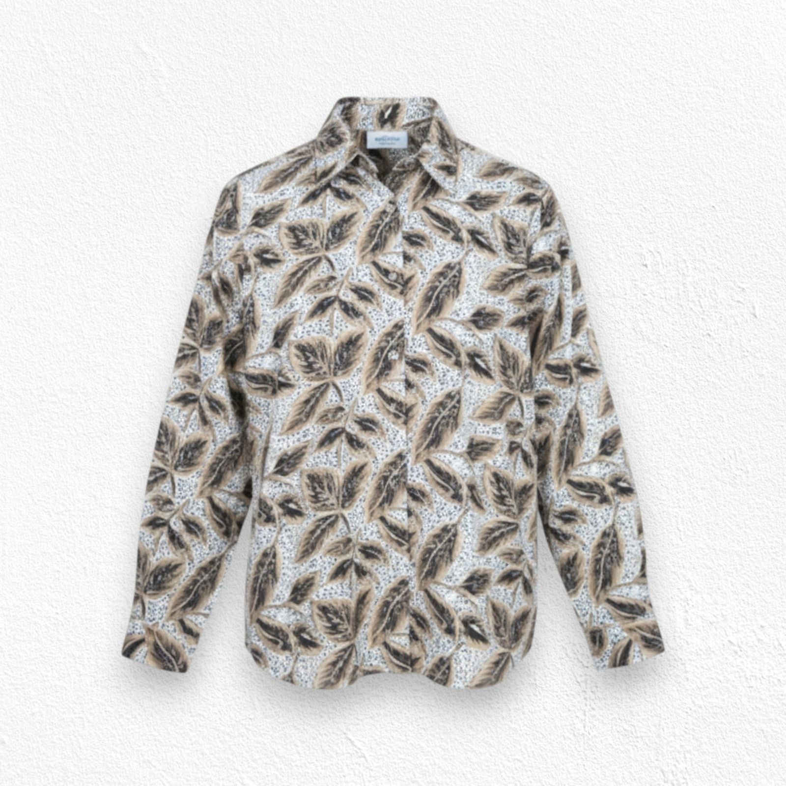 Vintage 1980s Vintage Leaf Print Blouse Poplin Blouse Size 16 Size XXL / US 16-18 / IT 52-54 - 1 Thumbnail