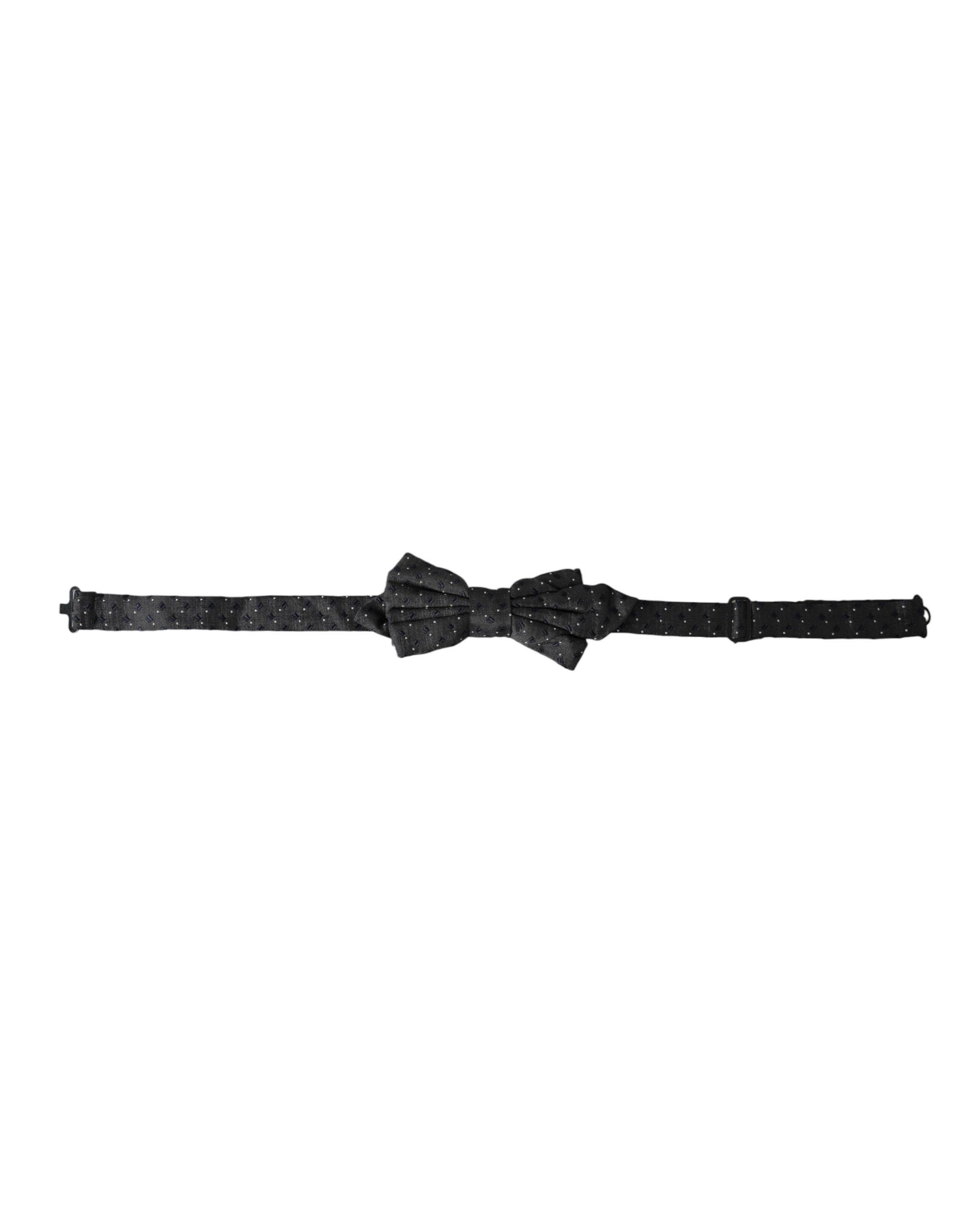 Dolce & Gabbana Black Silk Patterned Adjustable Neck Men Papillon Bow Men's Size ONE SIZE - 1 Thumbnail