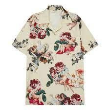 Designer Almost Someday Mens 2XL Floral Angel Print Button Up Short S Size US XXL / EU 58 / 5 - 1 Thumbnail