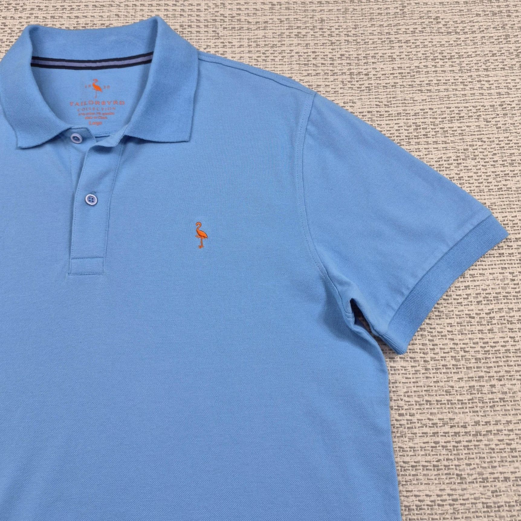 Tailorbyrd TailorByrd Collection Polo Shirt Mens Large Blue Solid Stretch Flamingo Logo Size US L / EU 52-54 / 3 - 2 Thumbnail