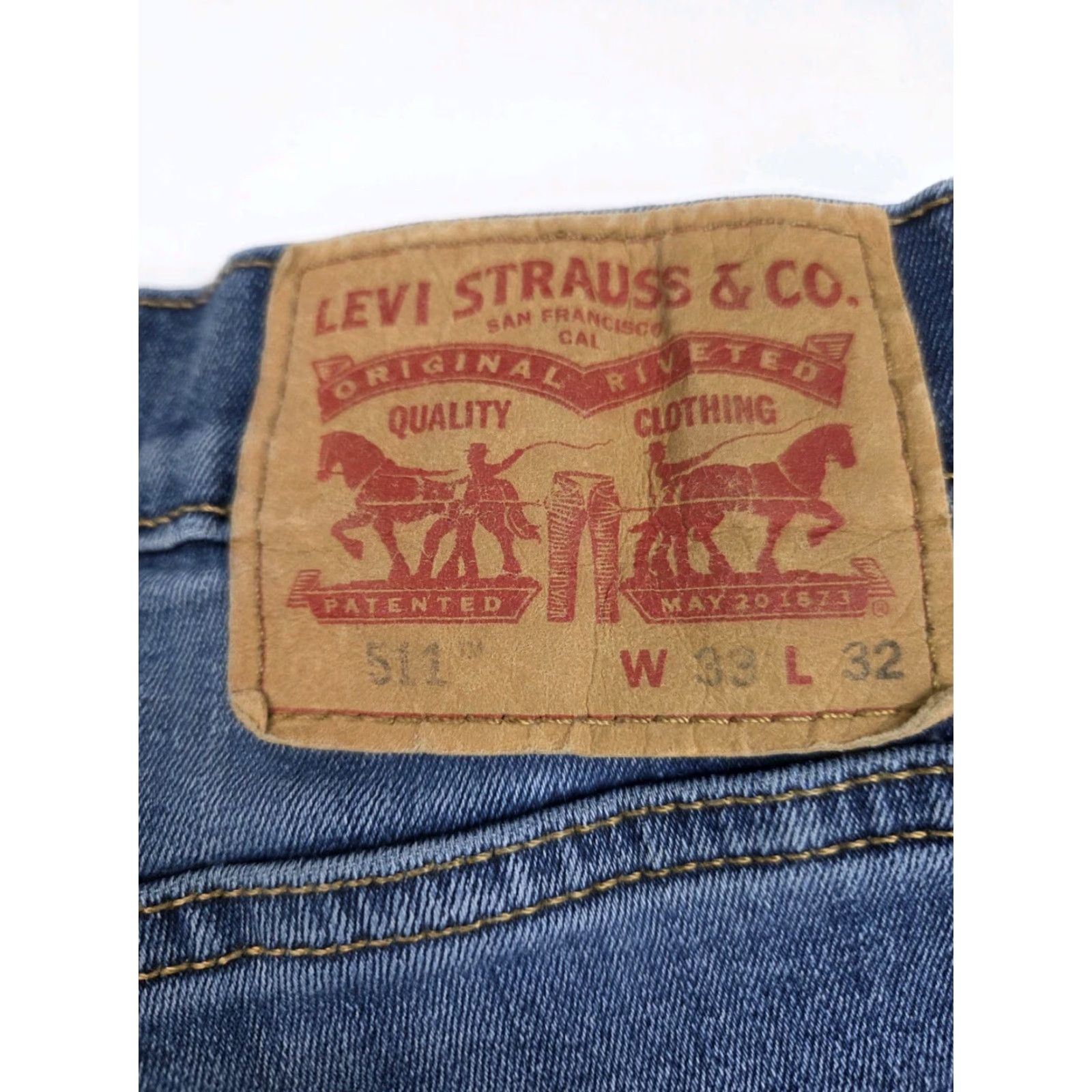 Levi's VINTAGE Levi's 511 Jeans Slim Blue 33-32 Mens Regular Denim Cotton/Polyester/Spandex 5-Pocket Size US 33 - 6 Thumbnail