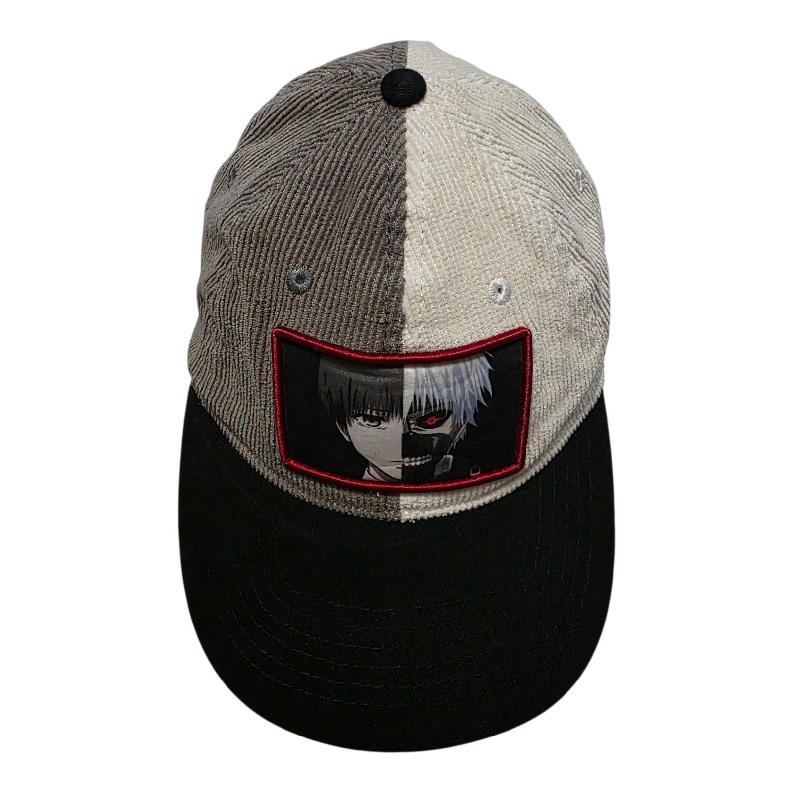 Anime HotTopic Tokyo Ghoul Ken Kaneki Split Face Cordroy dad Cap Size ONE SIZE - 4 Thumbnail