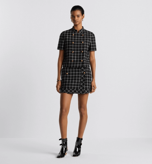 Dior o1w1db11225 450J12 Wrap Mini Skirt in Black/White Size 25" / US 0 / IT 36 - 4 Thumbnail