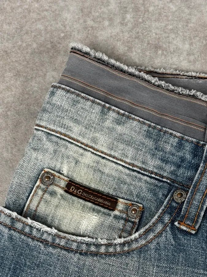 Dolce & Gabbana AW2003 Dolce & Gabbana Light Blue Distressed Double Waisted Jeans Size US 32 / EU 48 - 8 Thumbnail