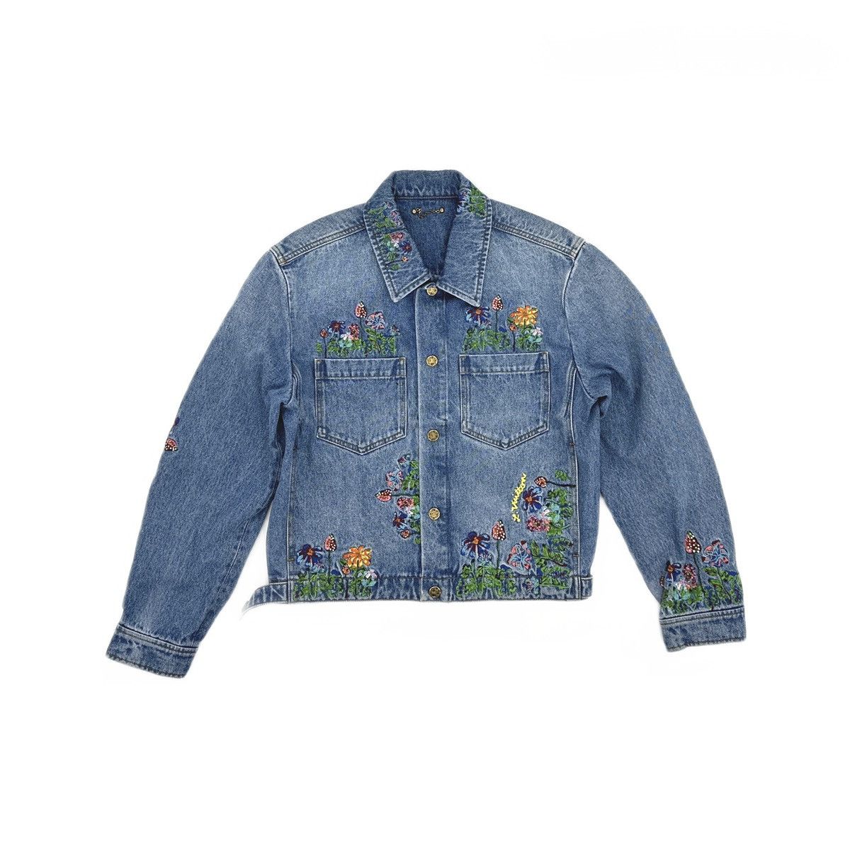 Louis Vuitton LOUIS VUITTON BLUE FLORAL EMBROIDERED DENIM JACKET Size US M / EU 48-50 / 2 - 1 Thumbnail