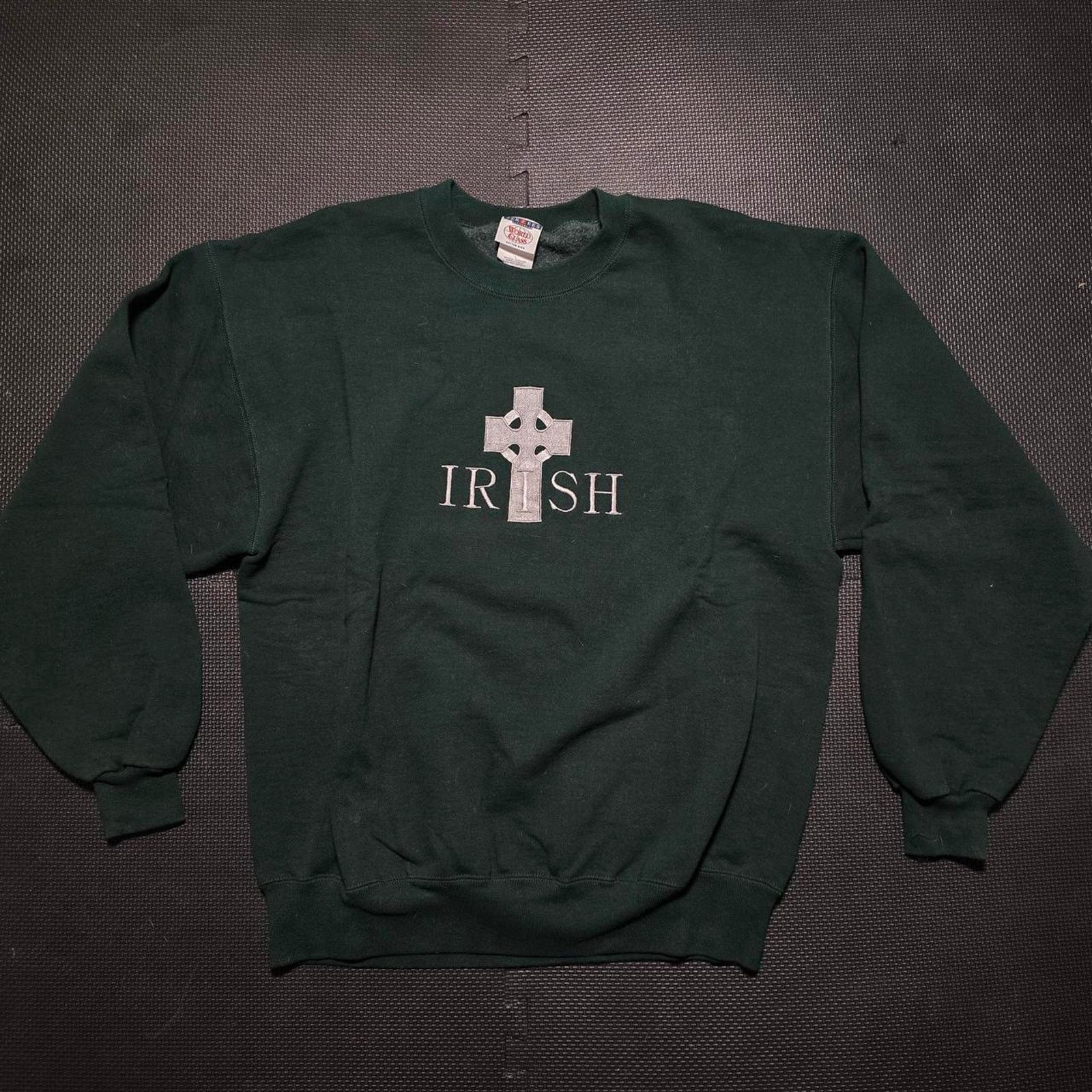 Jerzees Green vintage 90s Irish super heavy crewneck sweatshirt Size US L / EU 52-54 / 3 - 1 Thumbnail