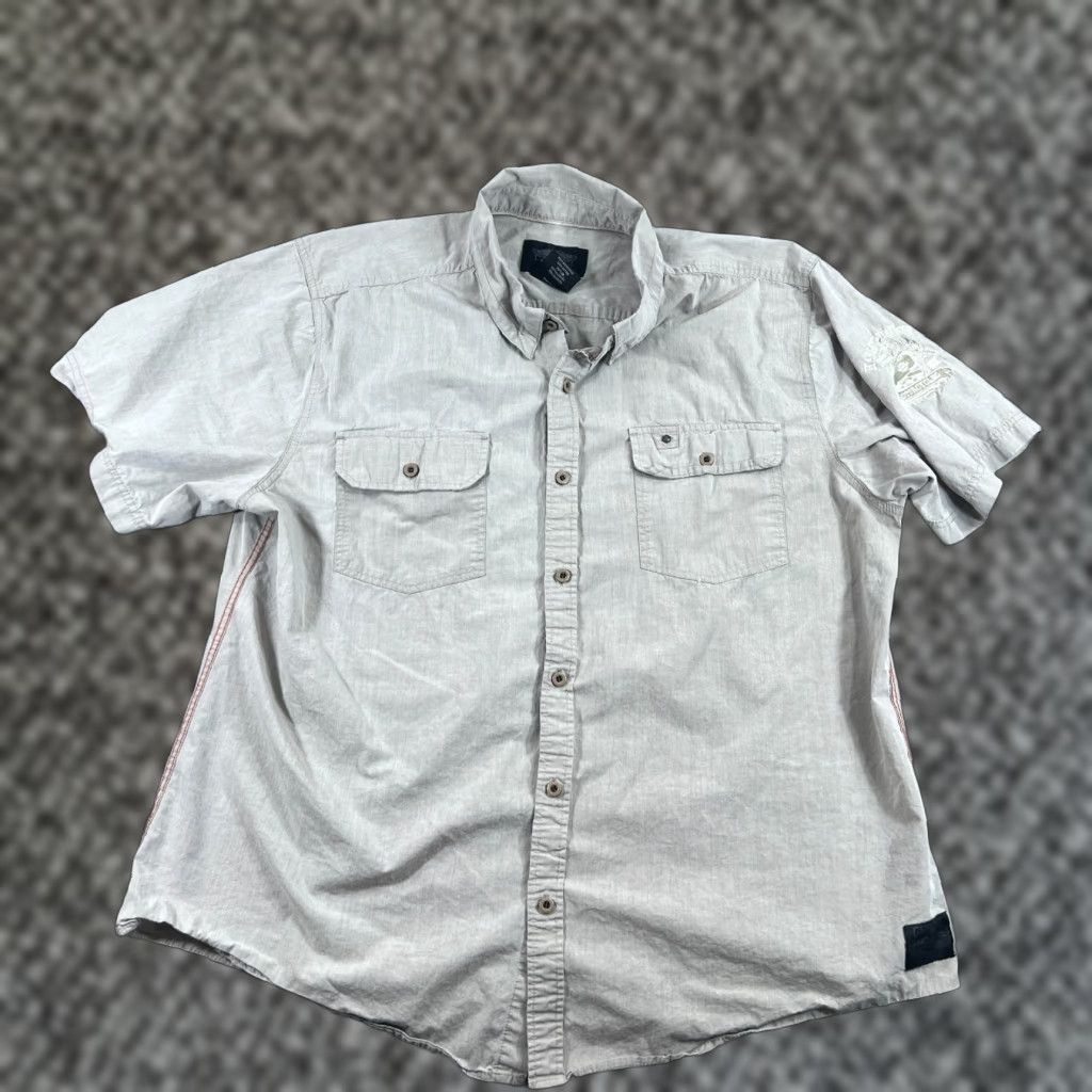 Harley Davidson Harley Davidson Motor Clothes Men's Button Down Short Sleeve Shirt 3XL Collared Tan Cotton Polyester Big & Tall Pockets Logo Size US XXL / EU 58 / 5 - 1 Thumbnail