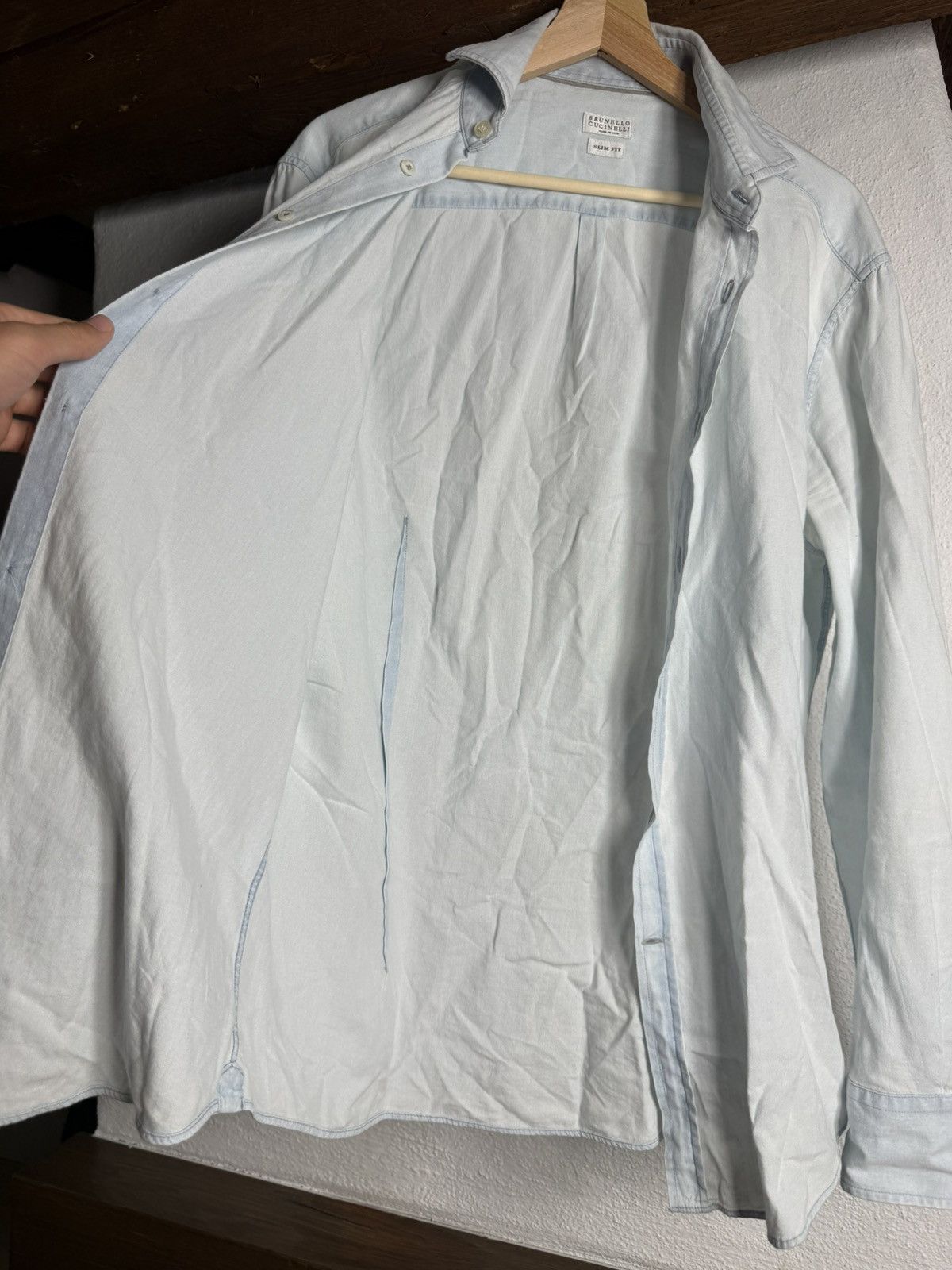 Brunello Cucinelli Brunello Cucinelli Light Blue Slim Fit Cotton Size M/L Size US M / EU 48-50 / 2 - 3 Thumbnail
