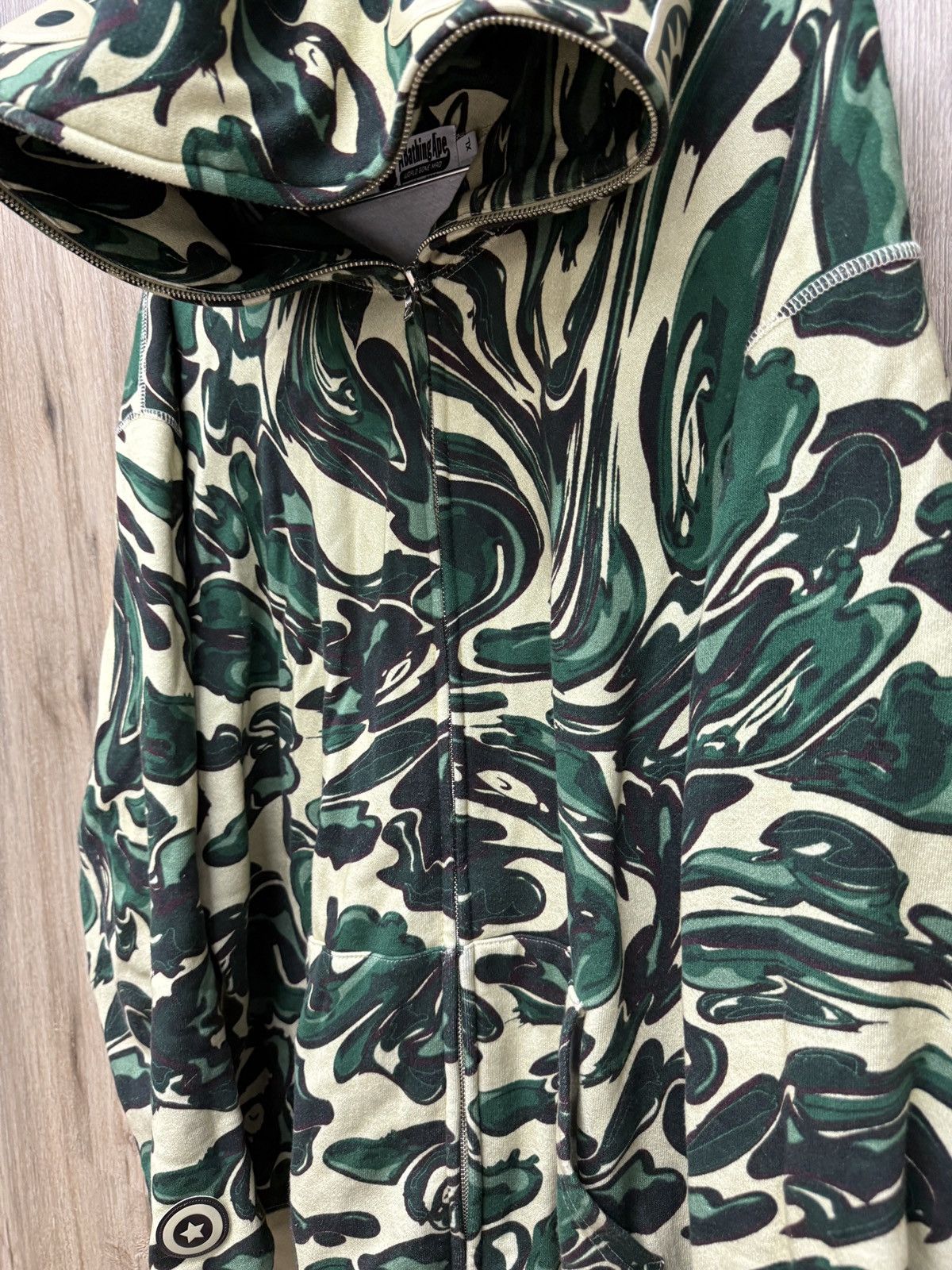 Bape Bape Shark Green Camo Zip Up Hoodie Size US XL / EU 56 / 4 - 4 Thumbnail