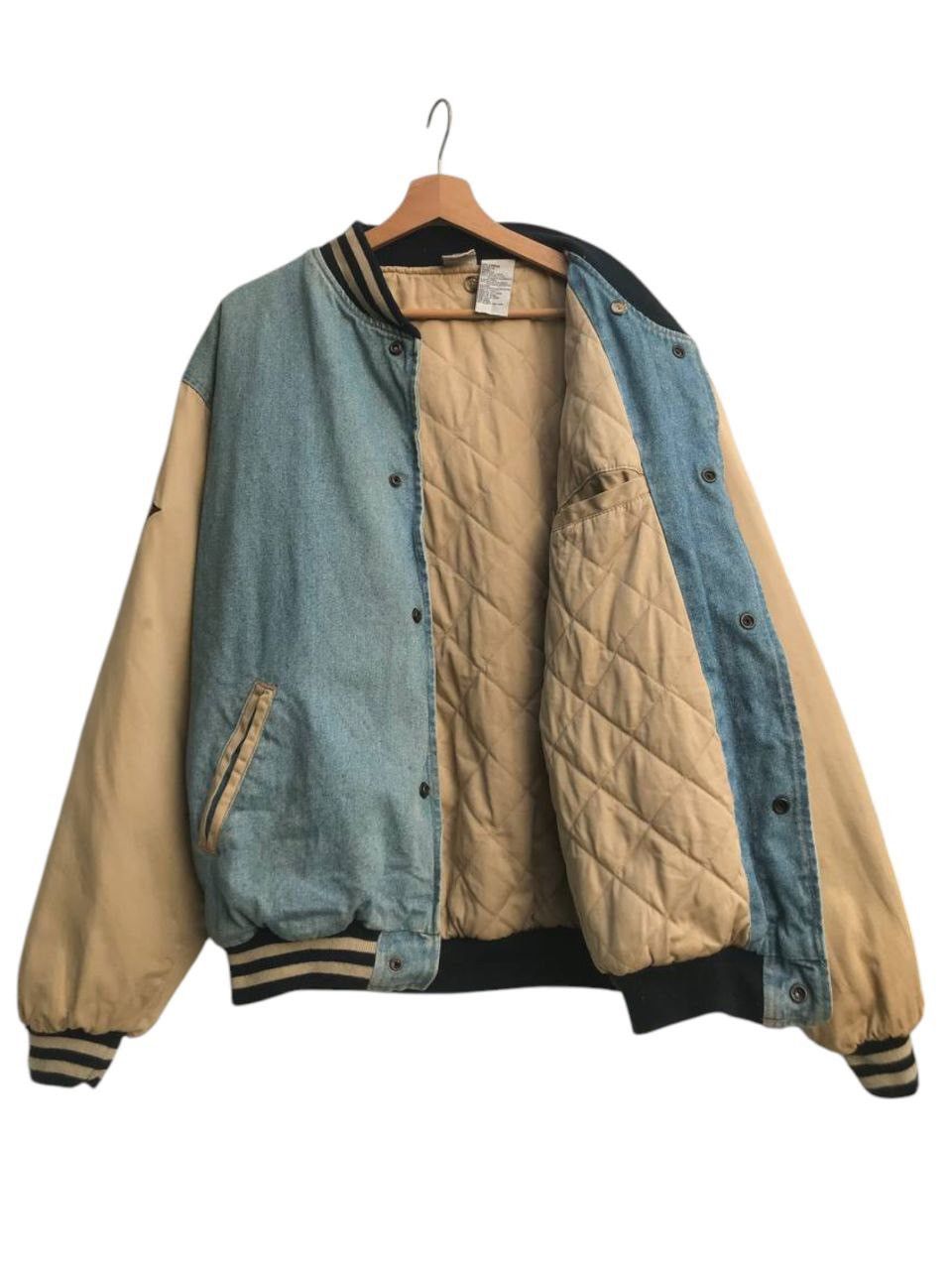 Disney Rare🔥Vintage 90s Mickey Mouse Varsity Denim Jacket Oversize Size US L / EU 52-54 / 3 - 4 Thumbnail