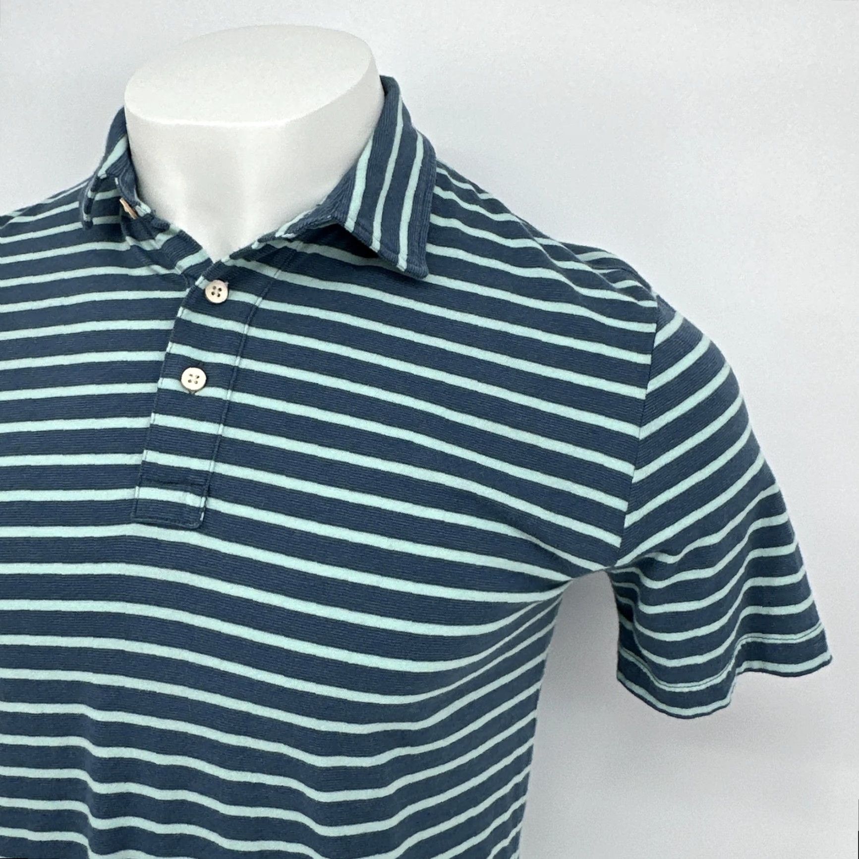 Faherty Faherty Polo Shirt Mens Small Blue Stripe Cotton Jersey Casual Summer Top Size US S / EU 44-46 / 1 - 2 Thumbnail