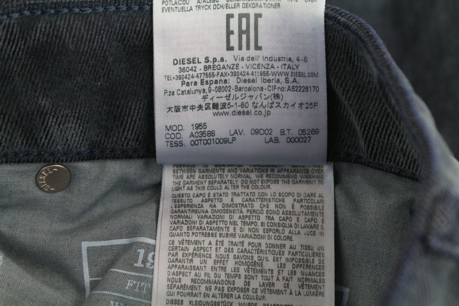 Diesel 1955 09D02 W30/L32 Regular Straight Washed Jeans 40932 Size US 30 / EU 46 - 11 Thumbnail