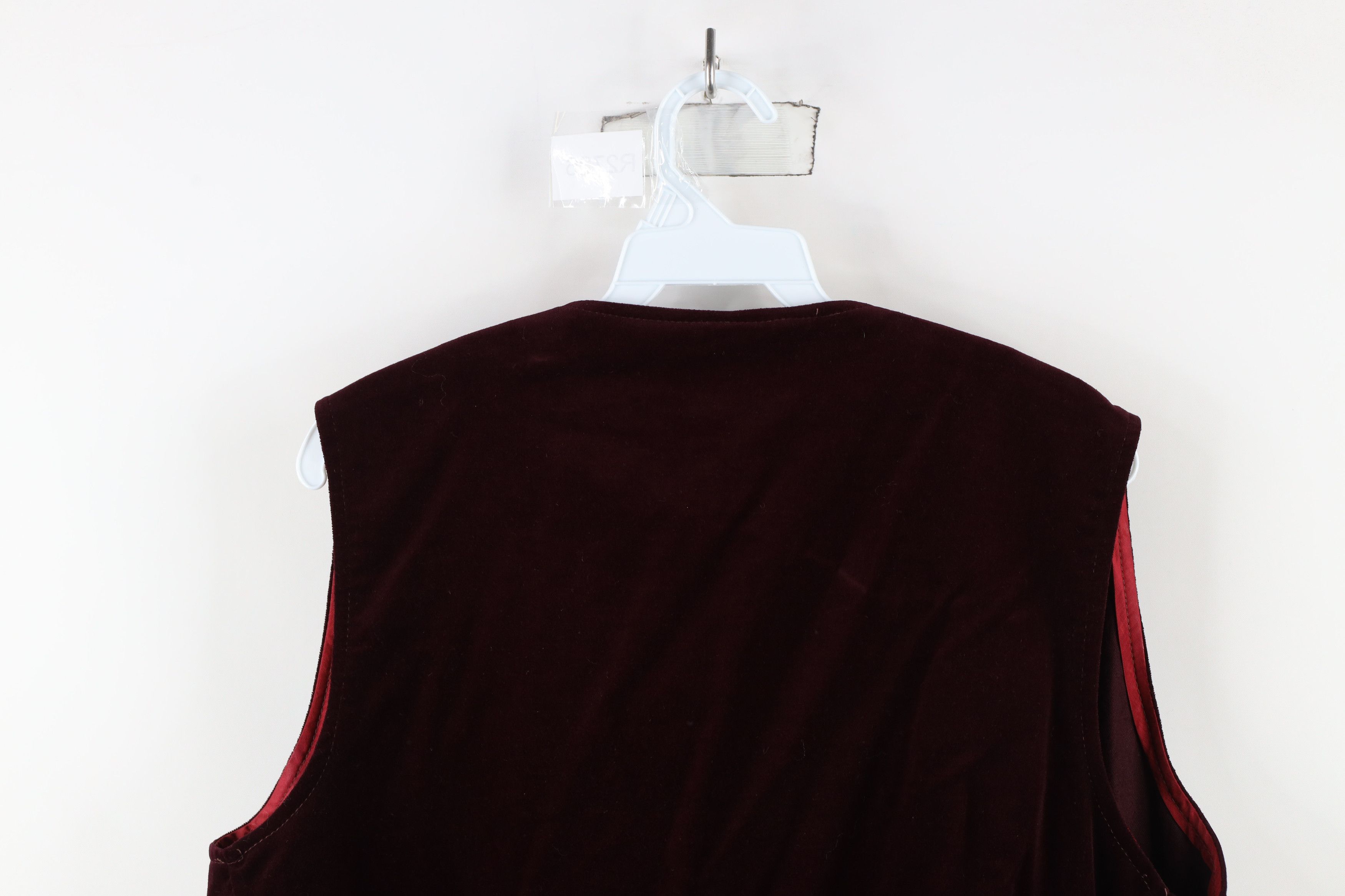 Vintage Vintage 60s 70s Streetwear Velour Tie Back Vest Burgundy USA Size XL / US 12-14 / IT 48-50 - 12 Thumbnail