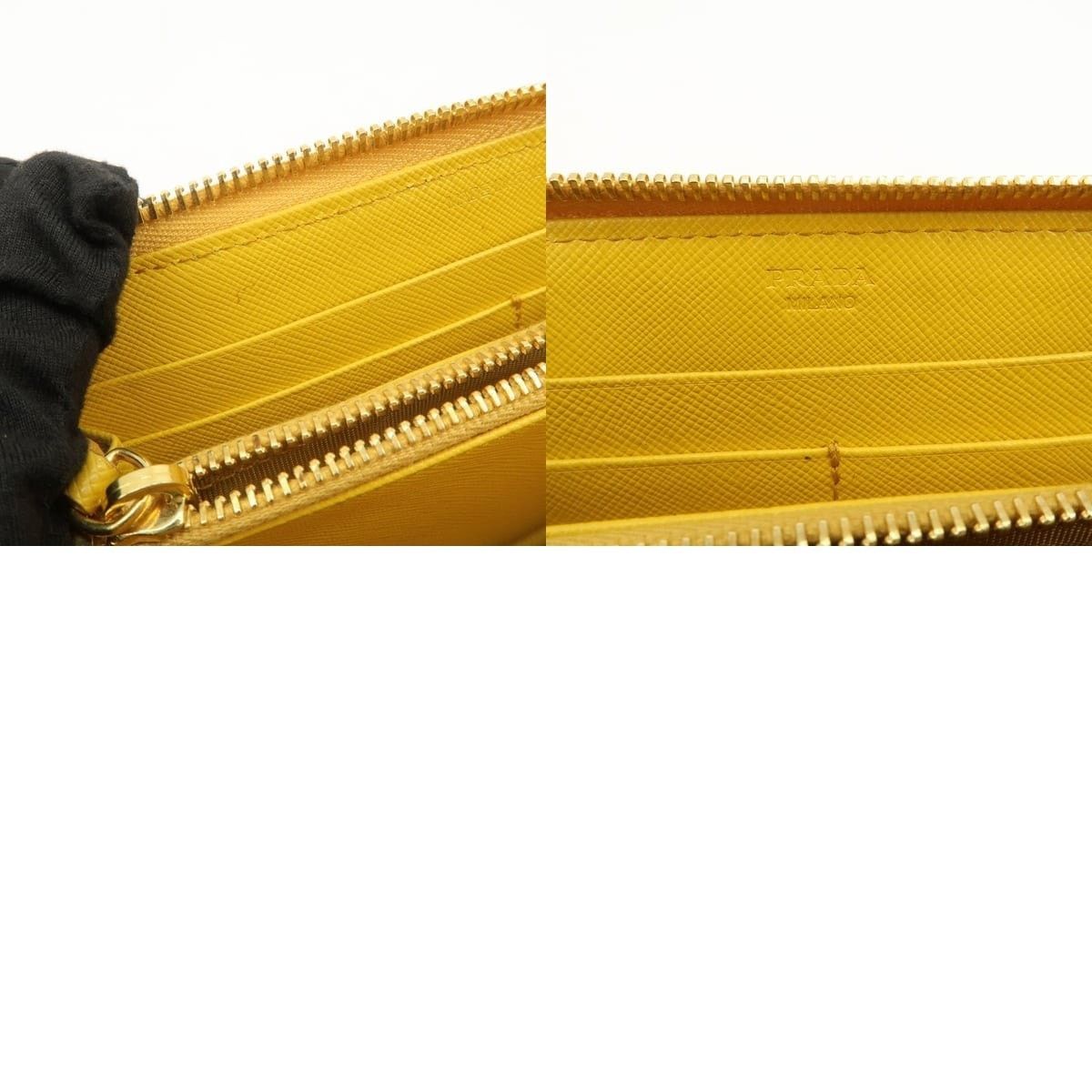 Prada Prada Triangle Logo Nylon Zippy Wallet Yellow Size ONE SIZE - 8 Thumbnail