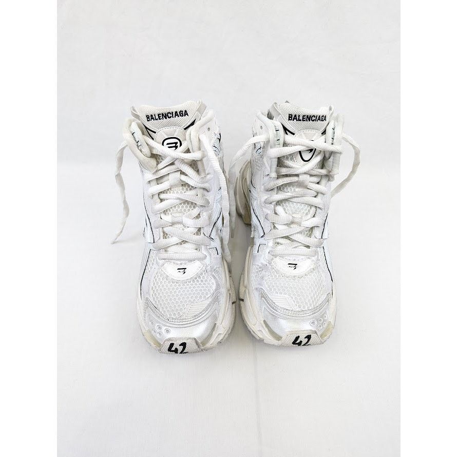 Balenciaga o1rshd1 Hightop Monocolor Runner Sneakers in White Size US 9 / EU 42 - 18 Thumbnail