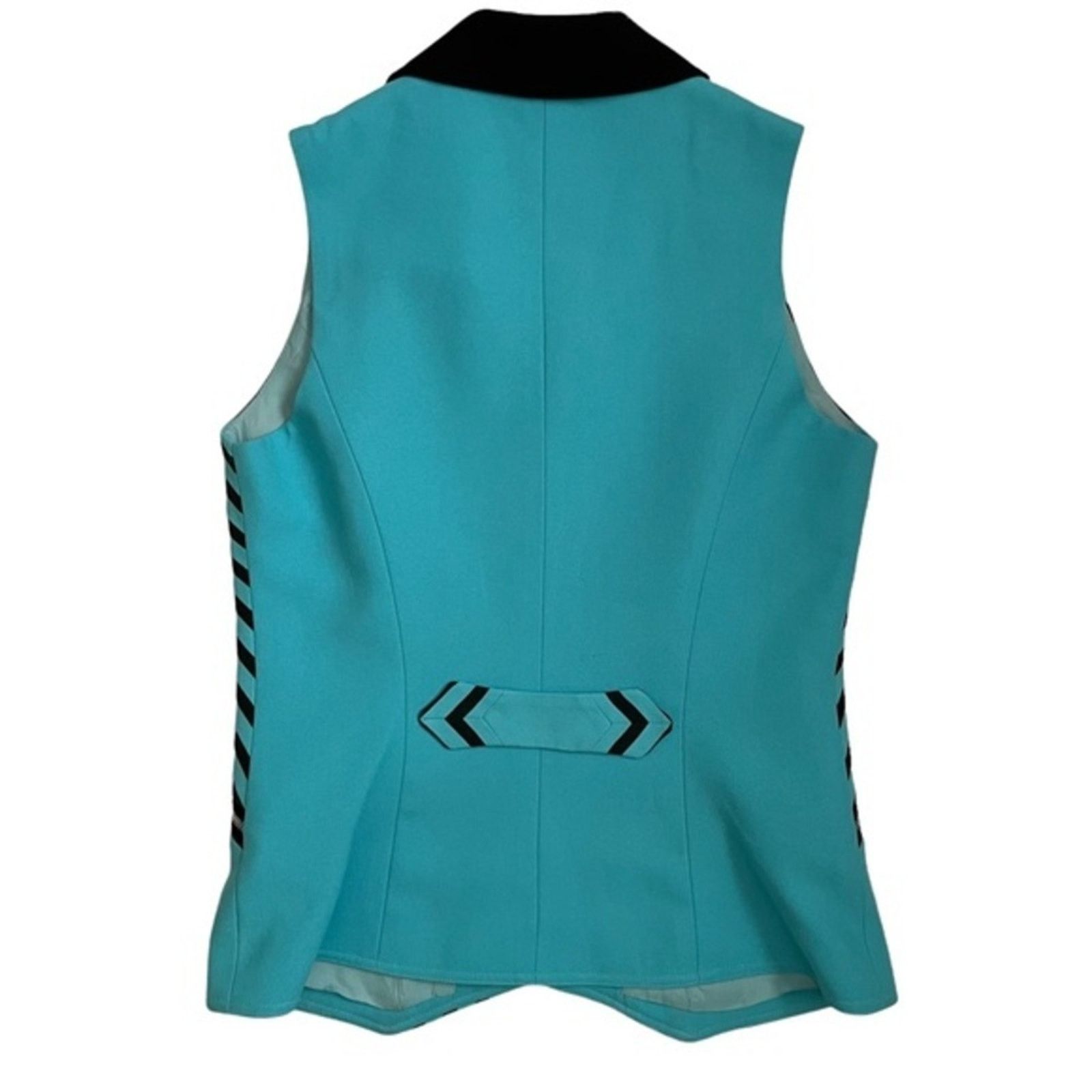 Vintage Alberto Makali Vintage Turquoise Striped Zipper Vest Top Size S / US 4 / IT 40 - 4 Thumbnail