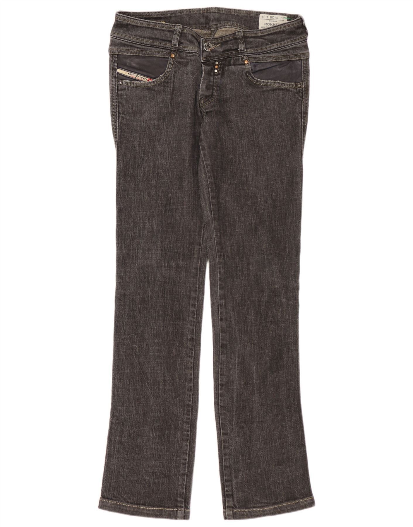 Diesel Womens Rokket Low Waist Slim Jeans W28 L31 Grey Cotton Size 24" / US 00 / IT 34 - 1 Thumbnail