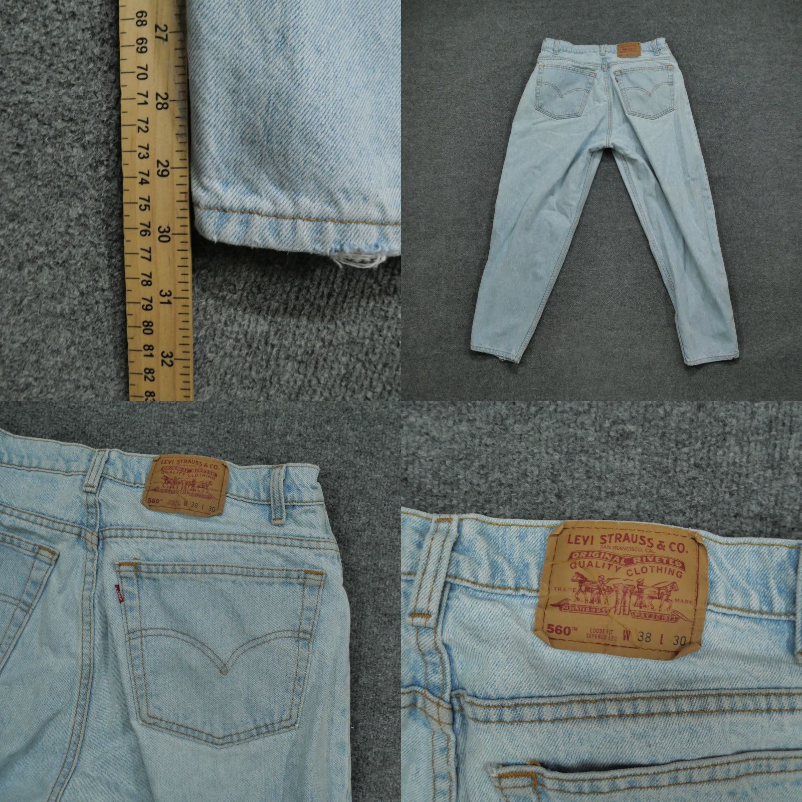 Levi's VINTAGE Levi's 560 Jeans Mens 38x30 Blue Distressed 90s Baggy Tapered Relaxed Denim Jeans Mens Sizes 38 90s Size US 36 / EU 52 - 9 Thumbnail