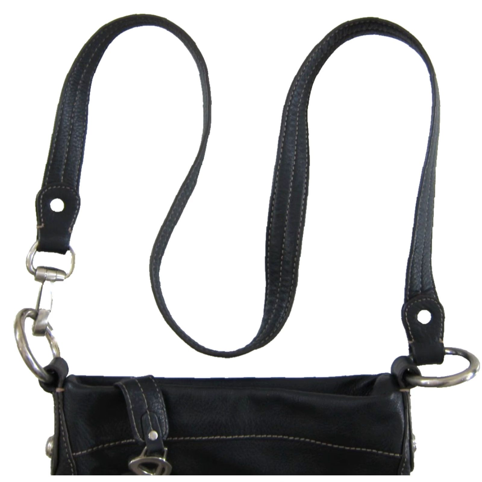 Vintage B. Makowsky Black 100% Leather Silver Buckle Pocket Satchel Shoulder Bag Purse Size ONE SIZE - 4 Thumbnail