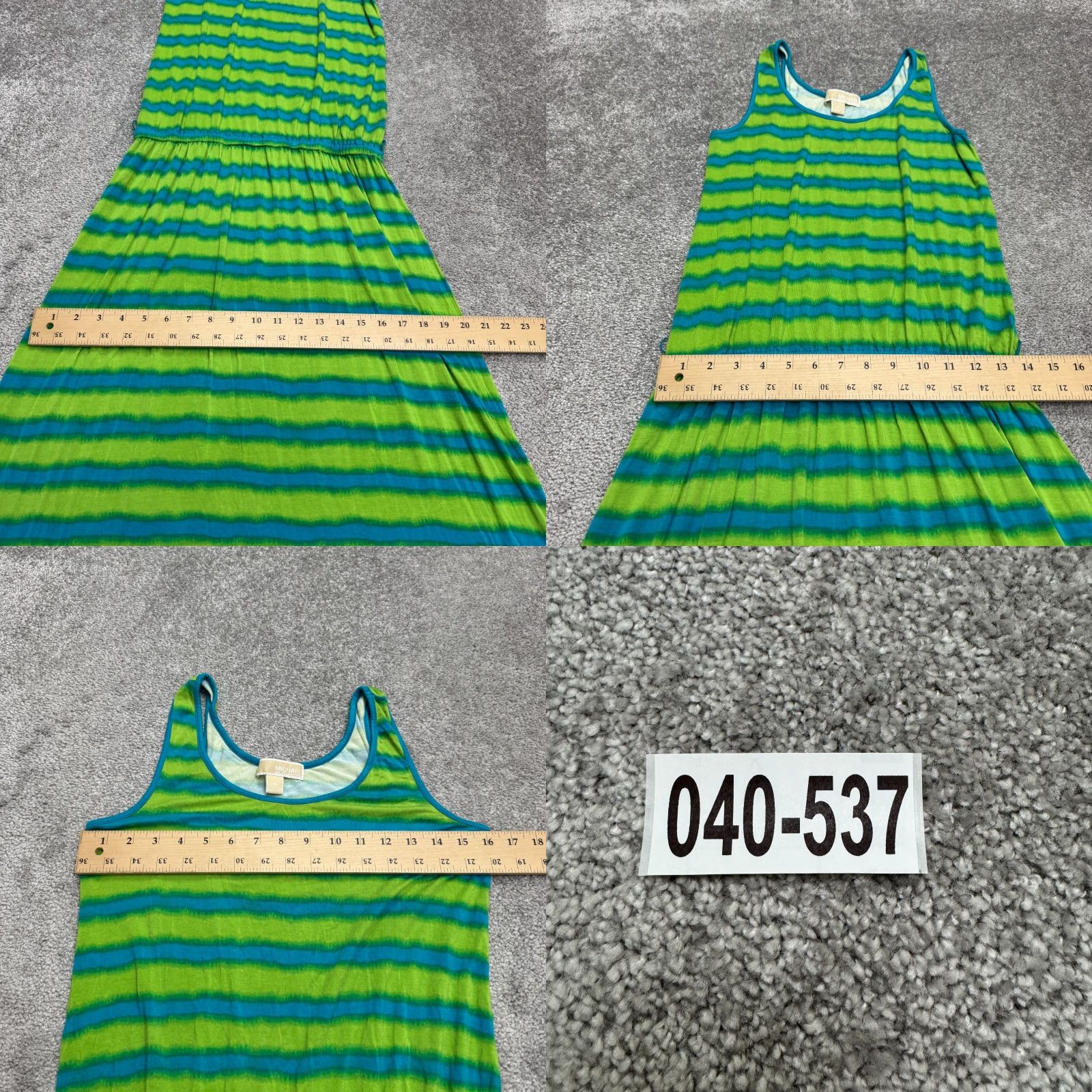 Michael Kors Michael Kors Sleeveless Maxi Dress Women S Blue Green Striped Casual Stretch Size S / US 4 / IT 40 - 9 Thumbnail