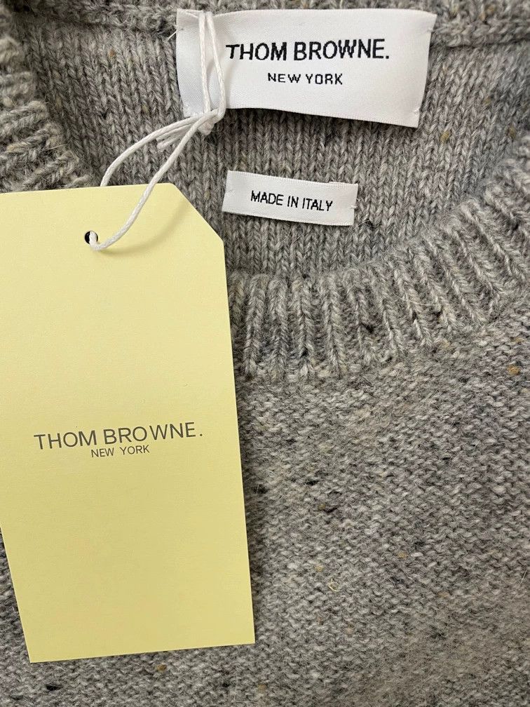 Thom Browne Thom browne Gray four-striped round-neck wool horsehair swe Size US M / EU 48-50 / 2 - 5 Thumbnail