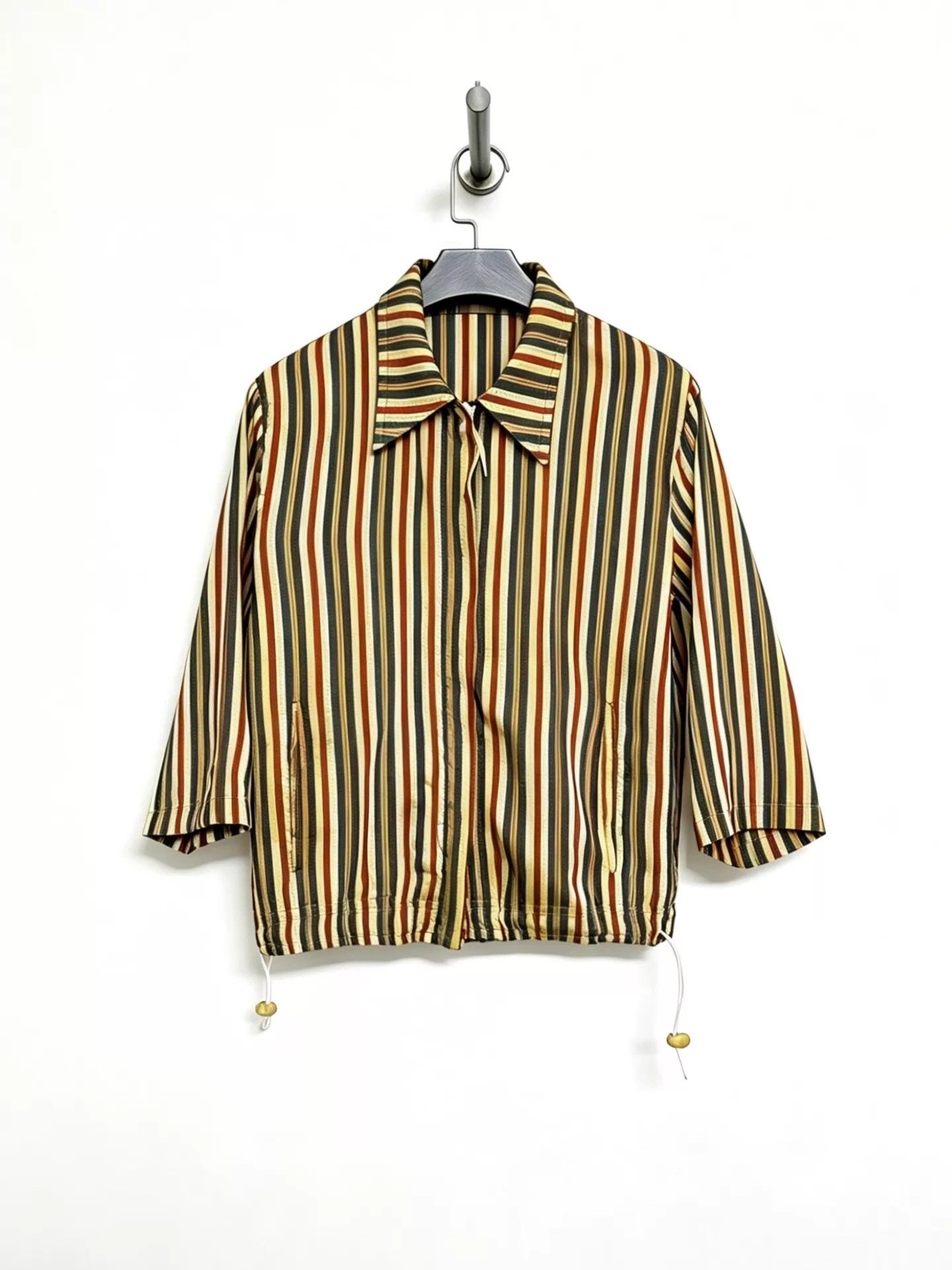 Lemaire LEMAIRE Early Vintage Stripe Silk Short Jacket Size S / US 4 / IT 40 - 1 Thumbnail