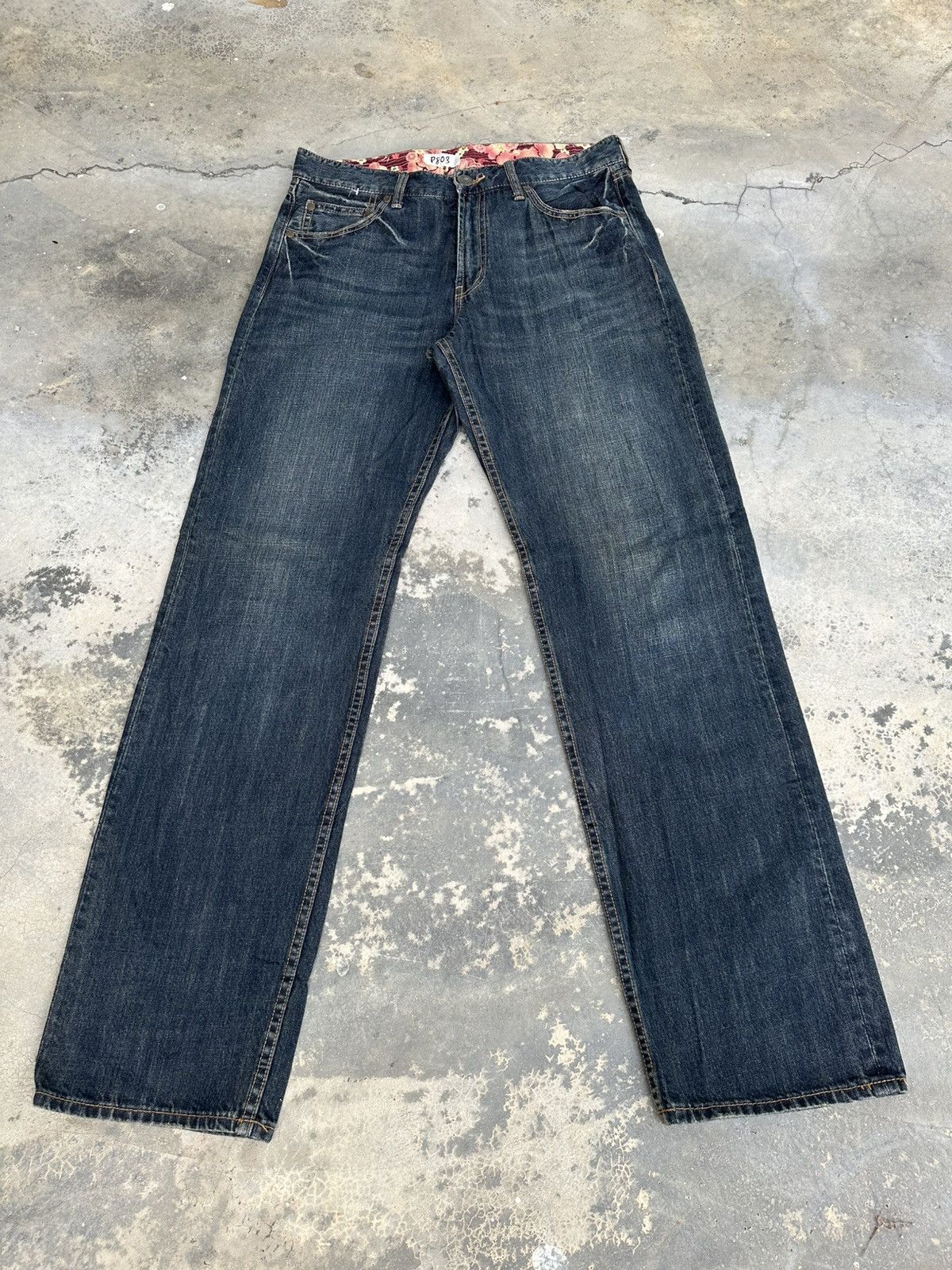 Japanese Brand Vintage Carp Embroidery Sukajan Denim Pant Size US 32 / EU 48 - 2 Thumbnail