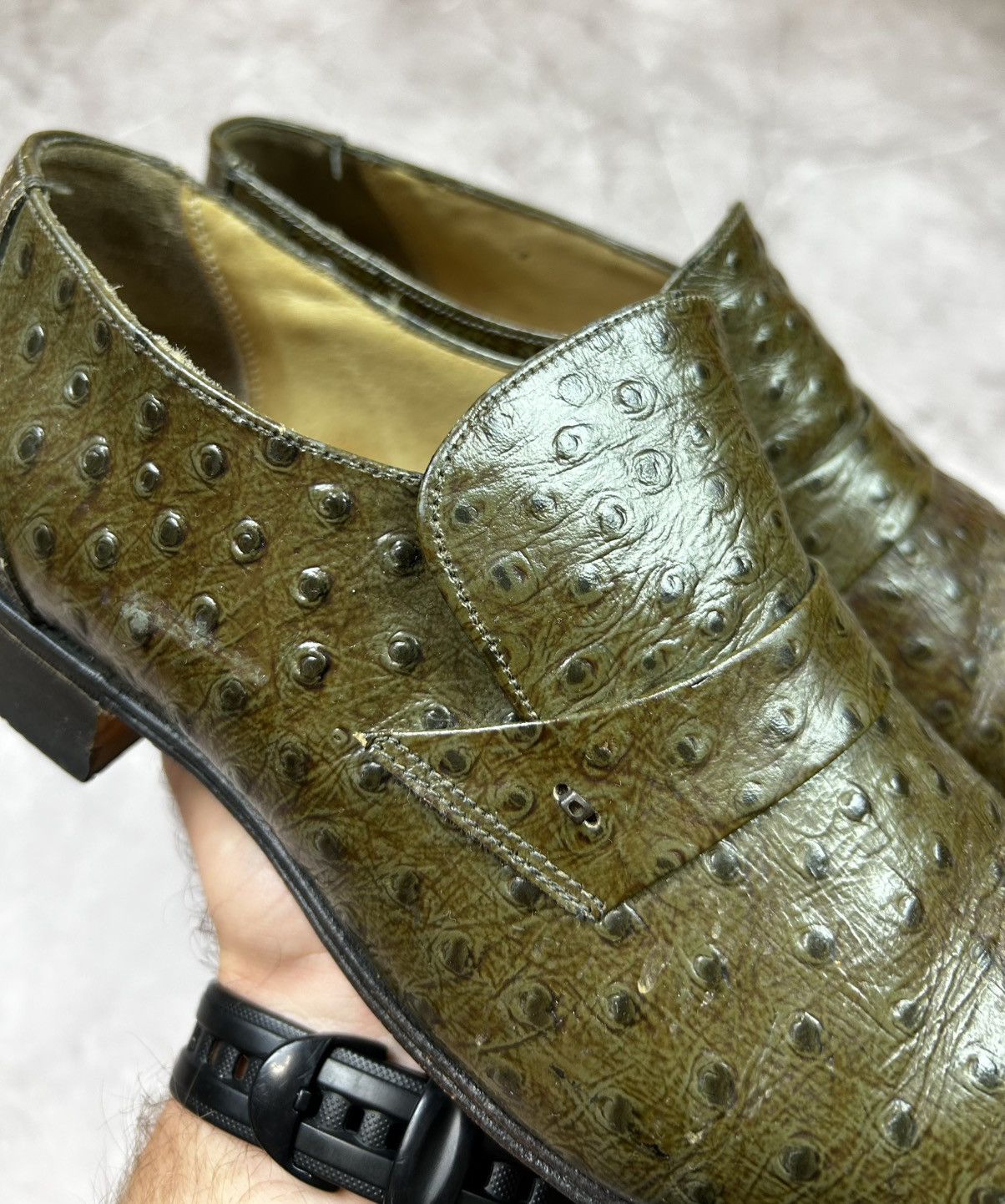 Grenson GRENSON TOP GALLANTS Men's Green Crocodile Leather Slip-On Size US 9 / EU 42 - 3 Thumbnail