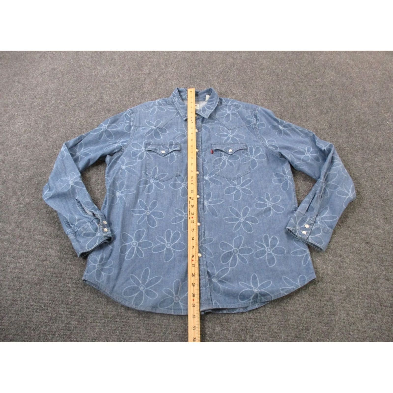 Levi's Levi's Shirt Mens L Floral Chambray Western Pearl Snap Button-Up Outdoor Size US L / EU 52-54 / 3 - 3 Thumbnail