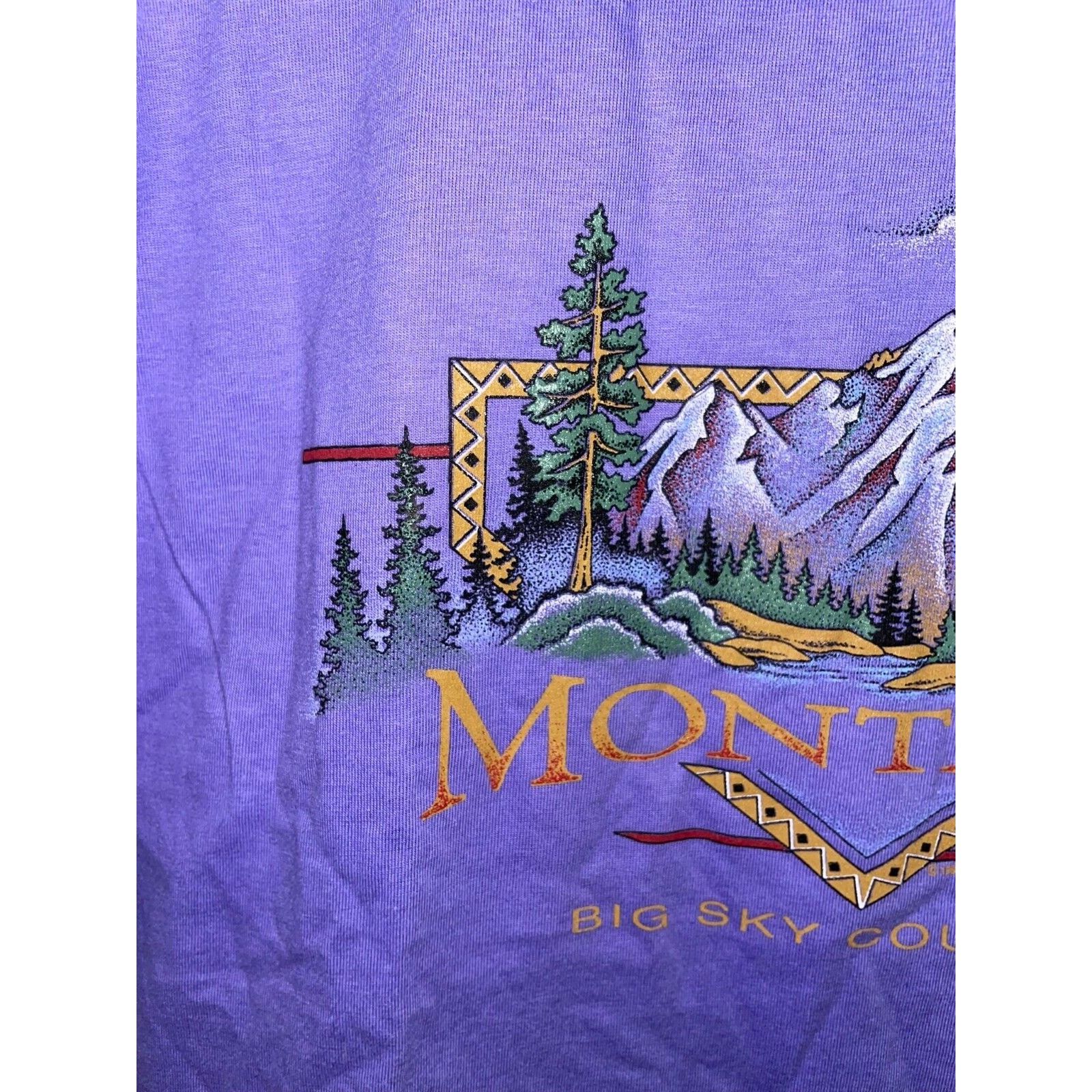 Jerzees Vintage Montana Nature Shirt Big Sky Purple Tee 90s VTG L Size US L / EU 52-54 / 3 - 2 Thumbnail