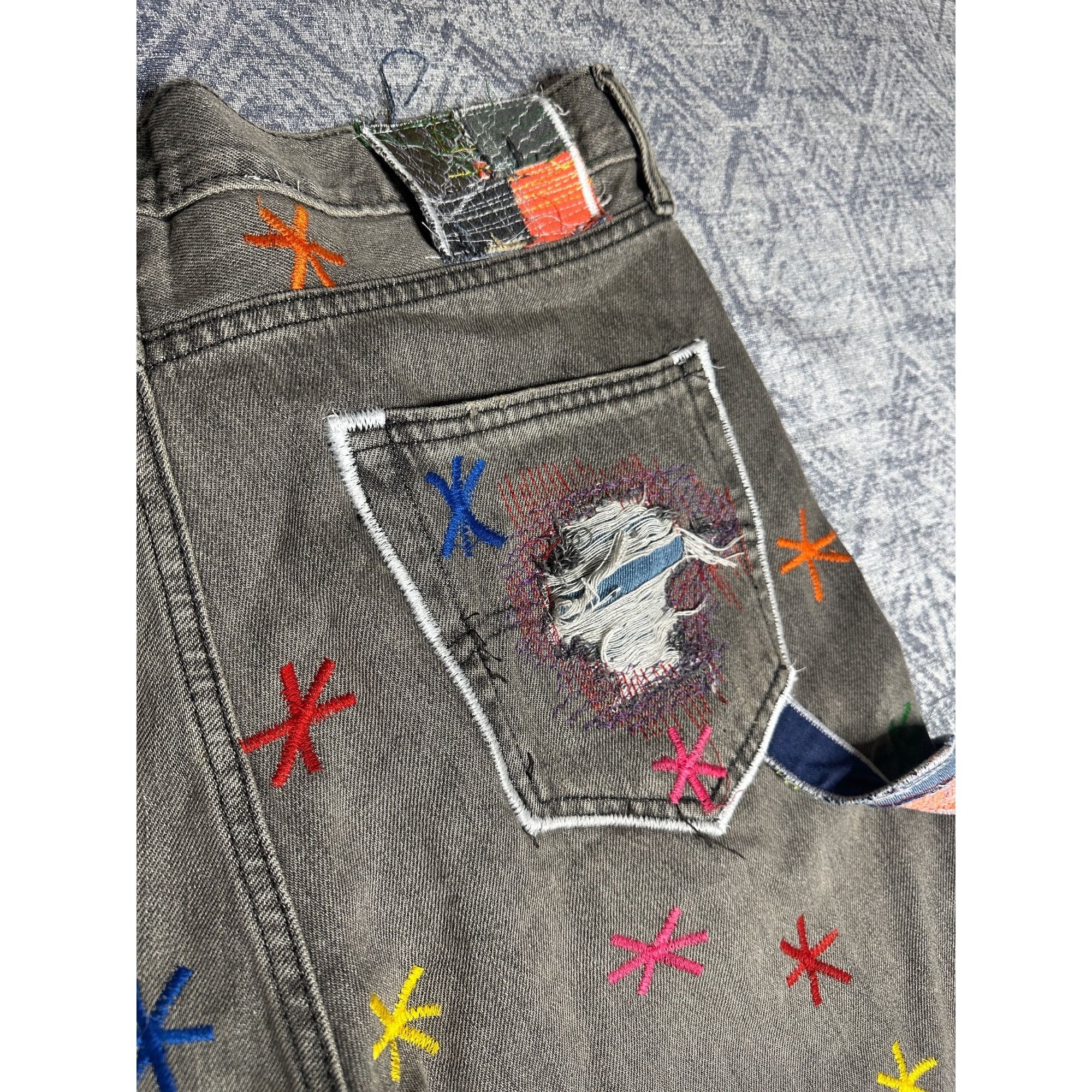 Other Pale GRAIDENT PAINTER All over embroidered DENIM SHORTS Size US 34 / EU 50 - 9 Thumbnail