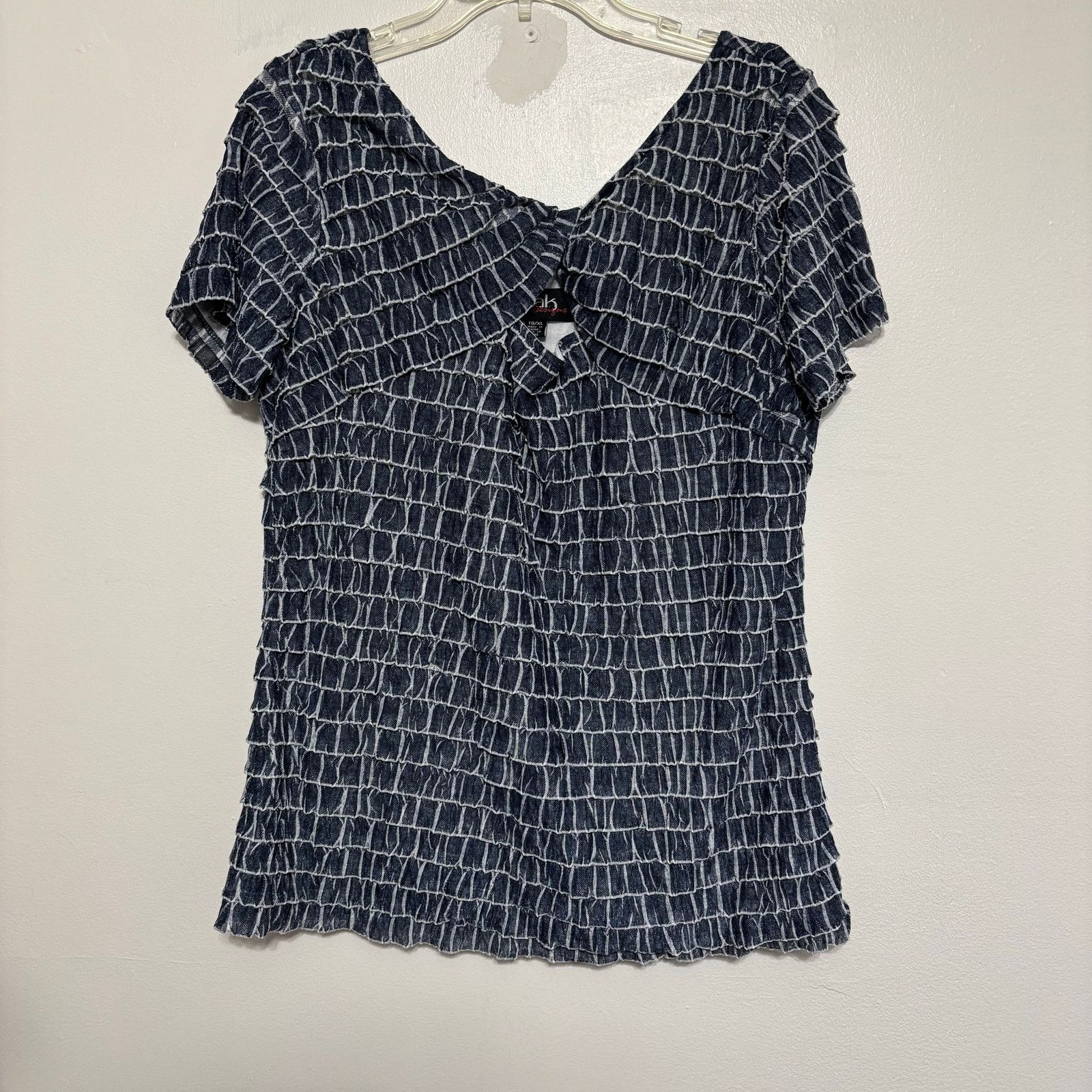 Other Dusak Designs Blue and White Layered Ruffle Blouse Size XL Size XL / US 12-14 / IT 48-50 - 1 Thumbnail