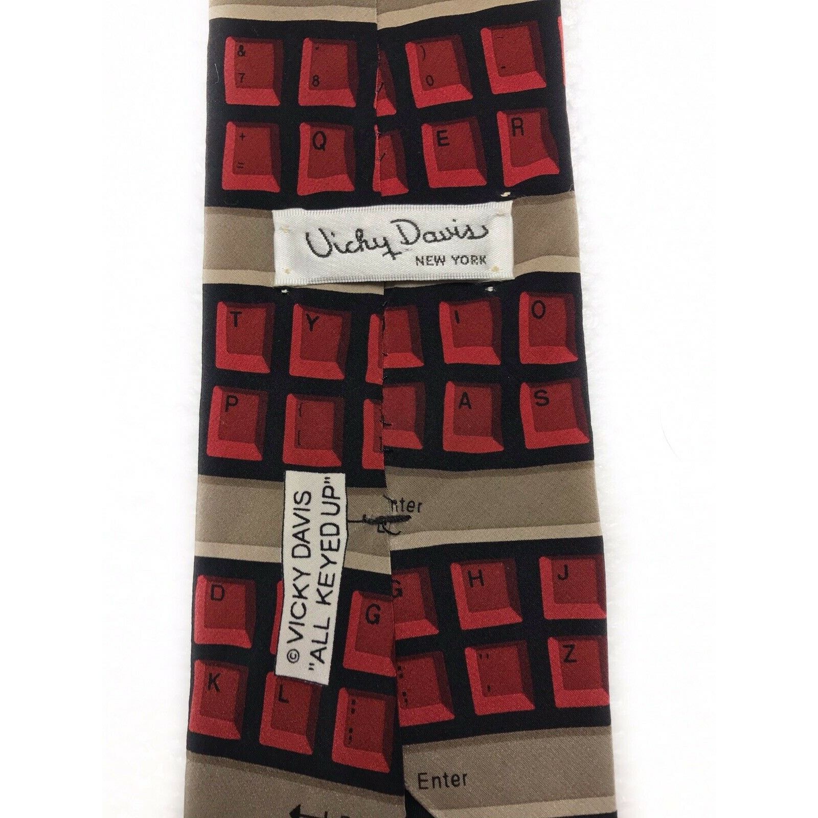 Vicky Davis Vicky Davis All Keyed Up Computer Keyboard 100% Silk Necktie Size ONE SIZE - 3 Thumbnail