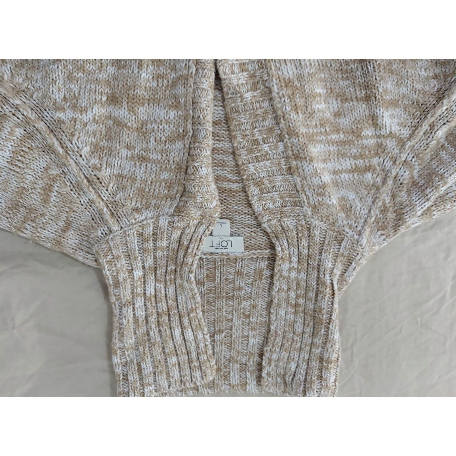 Ann Taylor Womens Ann Taylor Cardigan Sweater Jacket L Beige Cotton Women/Adult Large Cardigan Size L / US 10 / IT 46 - 2 Thumbnail