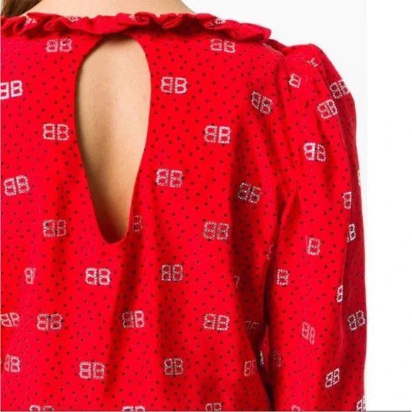 Balenciaga o1y0625 Logo Midi Dress in Red Size M / US 6-8 / IT 42-44 - 4 Thumbnail